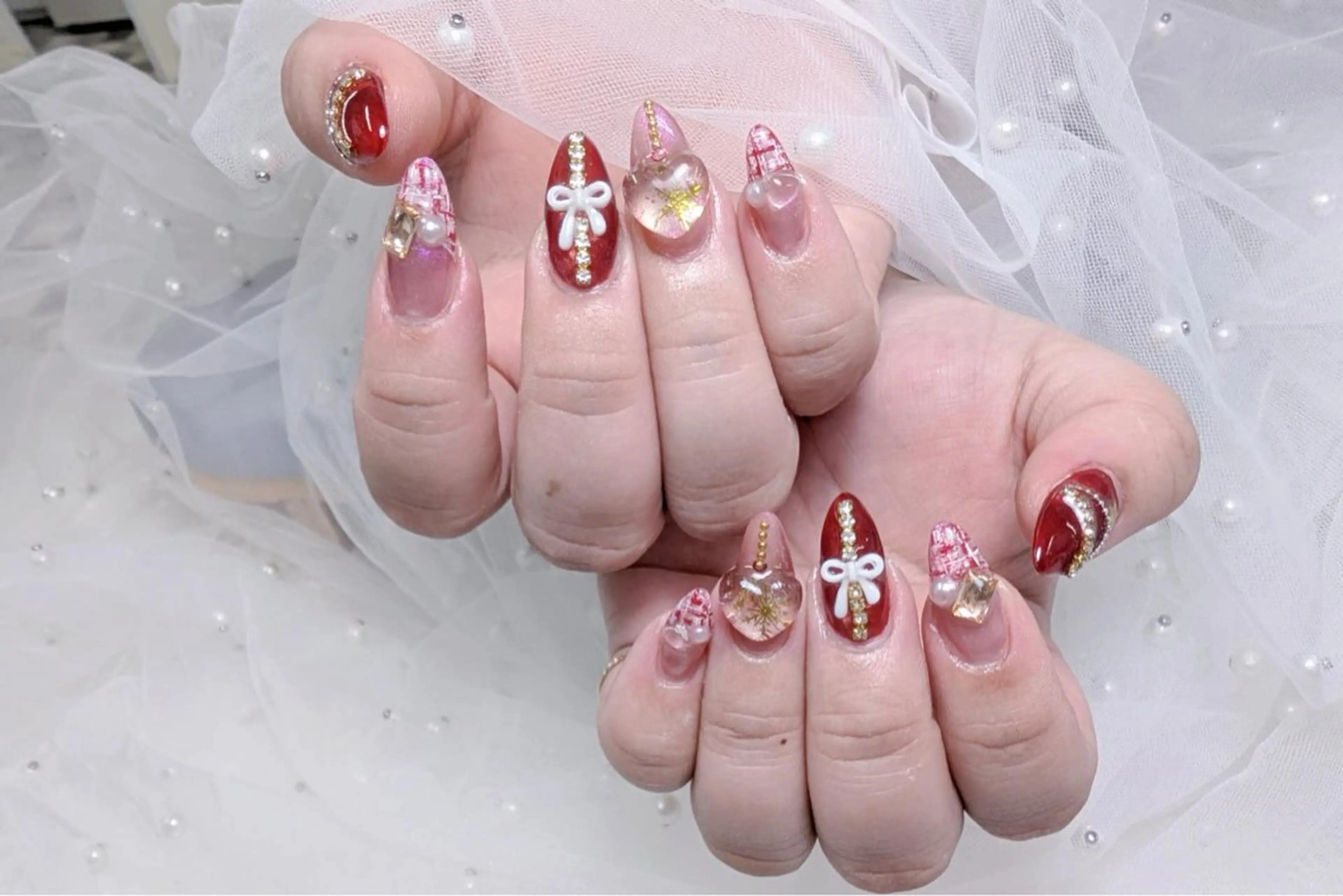 ネイル アートネイル フットネイル フレンチネイル ジェルネイル ガラスフレンチ ハンドネイル ╹◡╹Mimoミモ Eye&Nailのマツエク・マツパデザイン