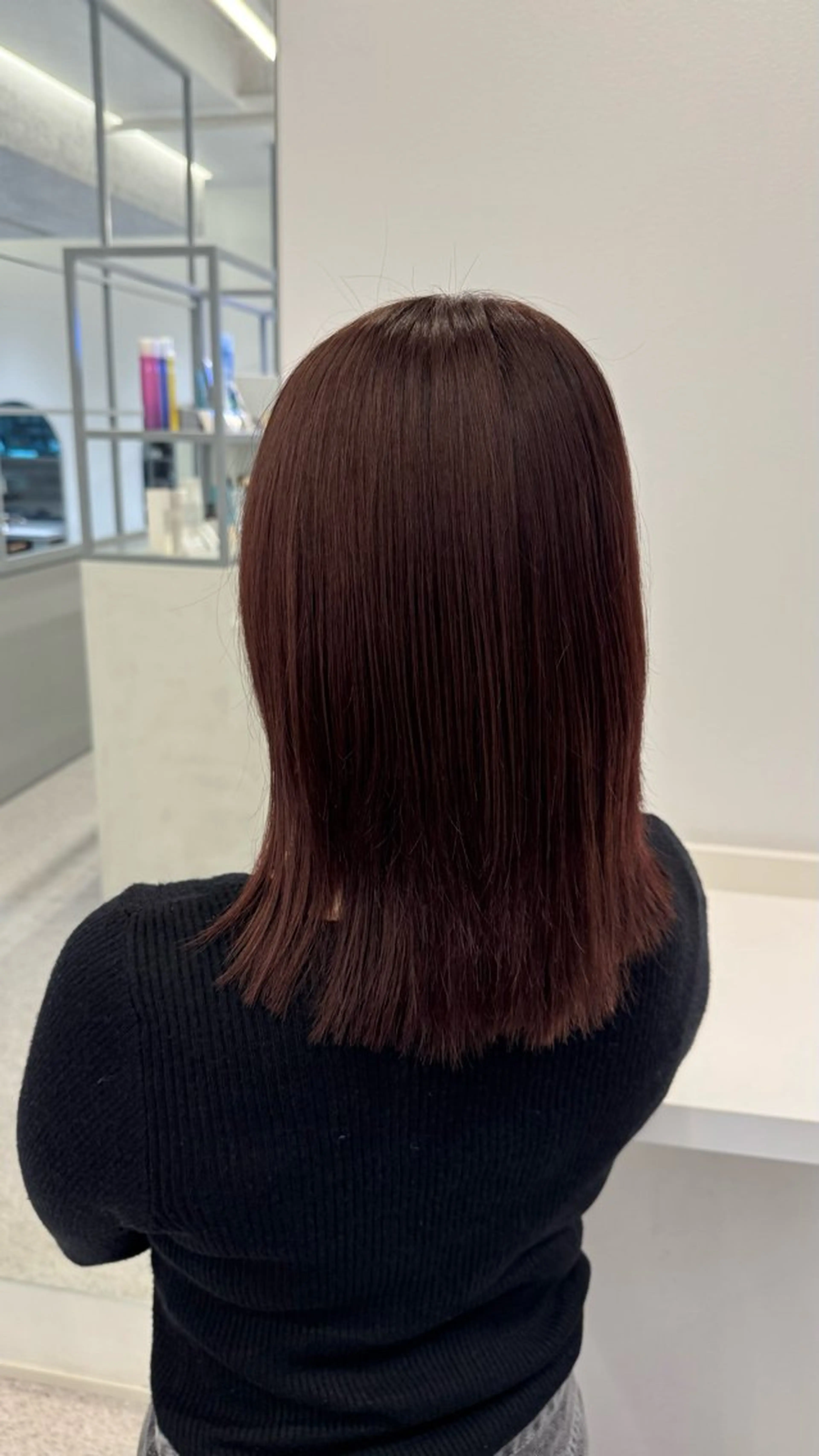 ミディアム カラー ブリーチ ブラウンカラー ピンクカラー ピンクブラウン 中村 香菜のヘアスタイル