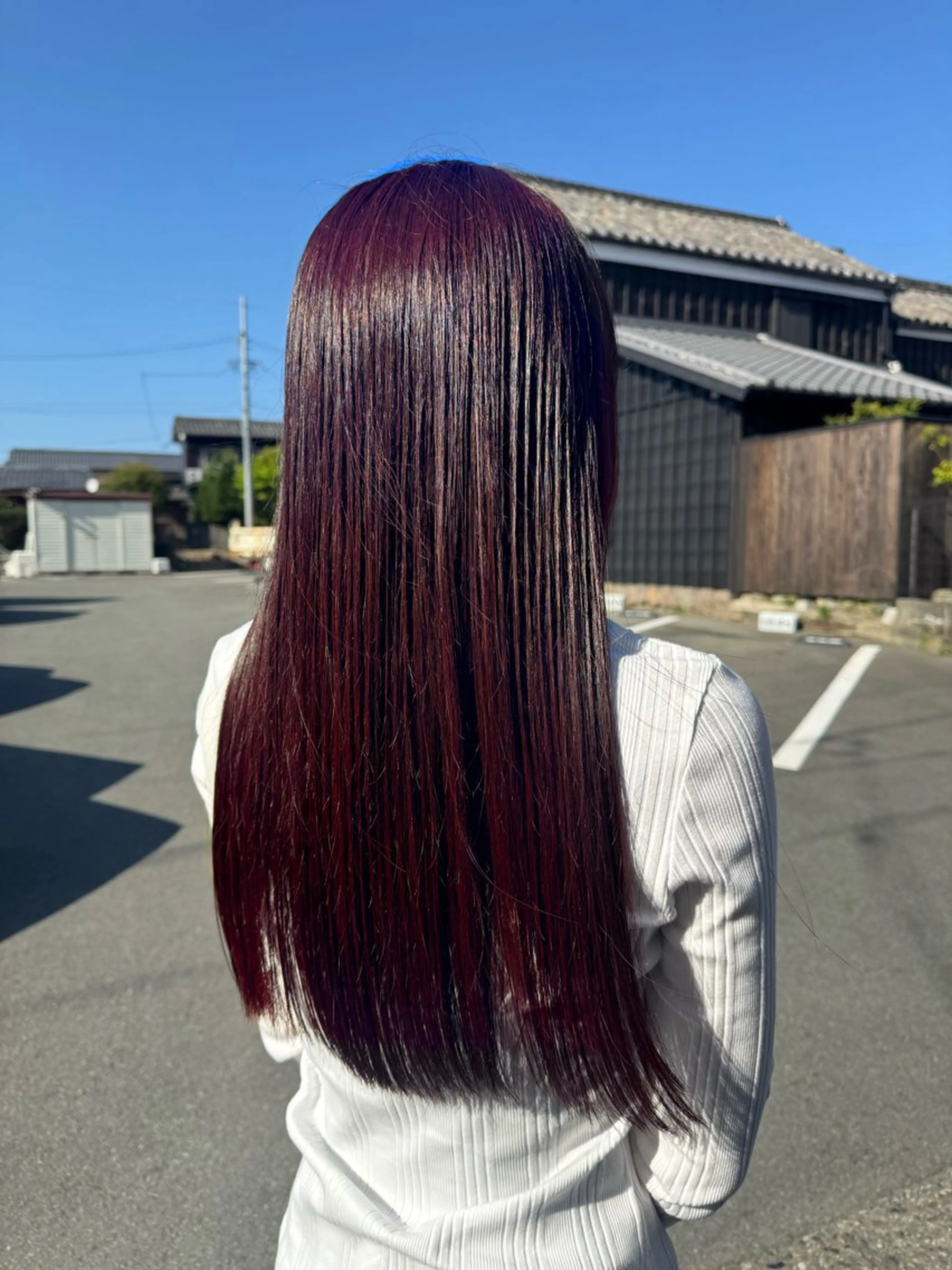 ロング カラー ブリーチ ブリーチなしカラー レッドカラー 長谷川 優光のヘアスタイル