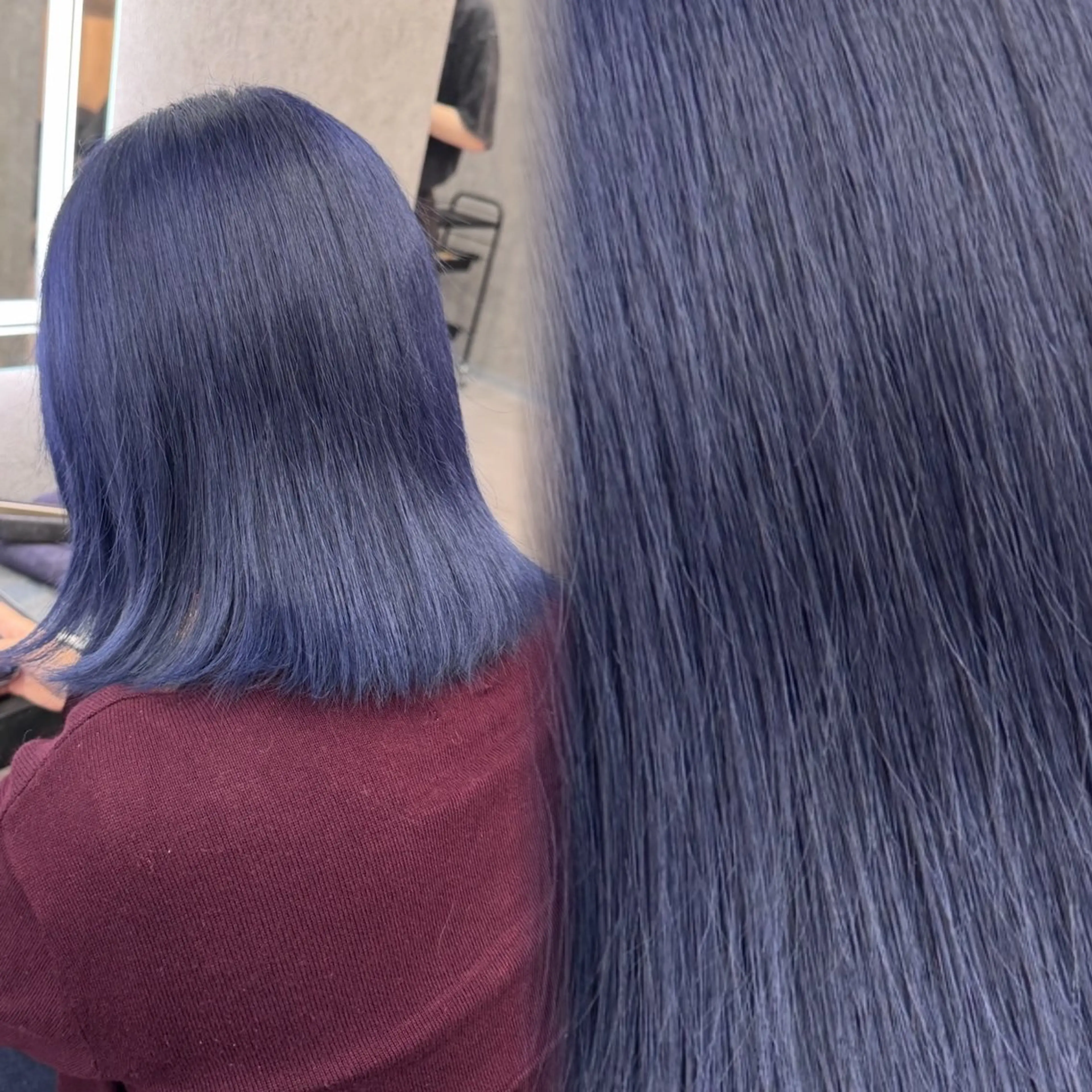 カラー ブルーカラー ネイビーカラー ヘアカラー トリートメント 札幌韓国風艶カラー 🎀𝐒𝐀𝐇𝐎のヘアスタイル