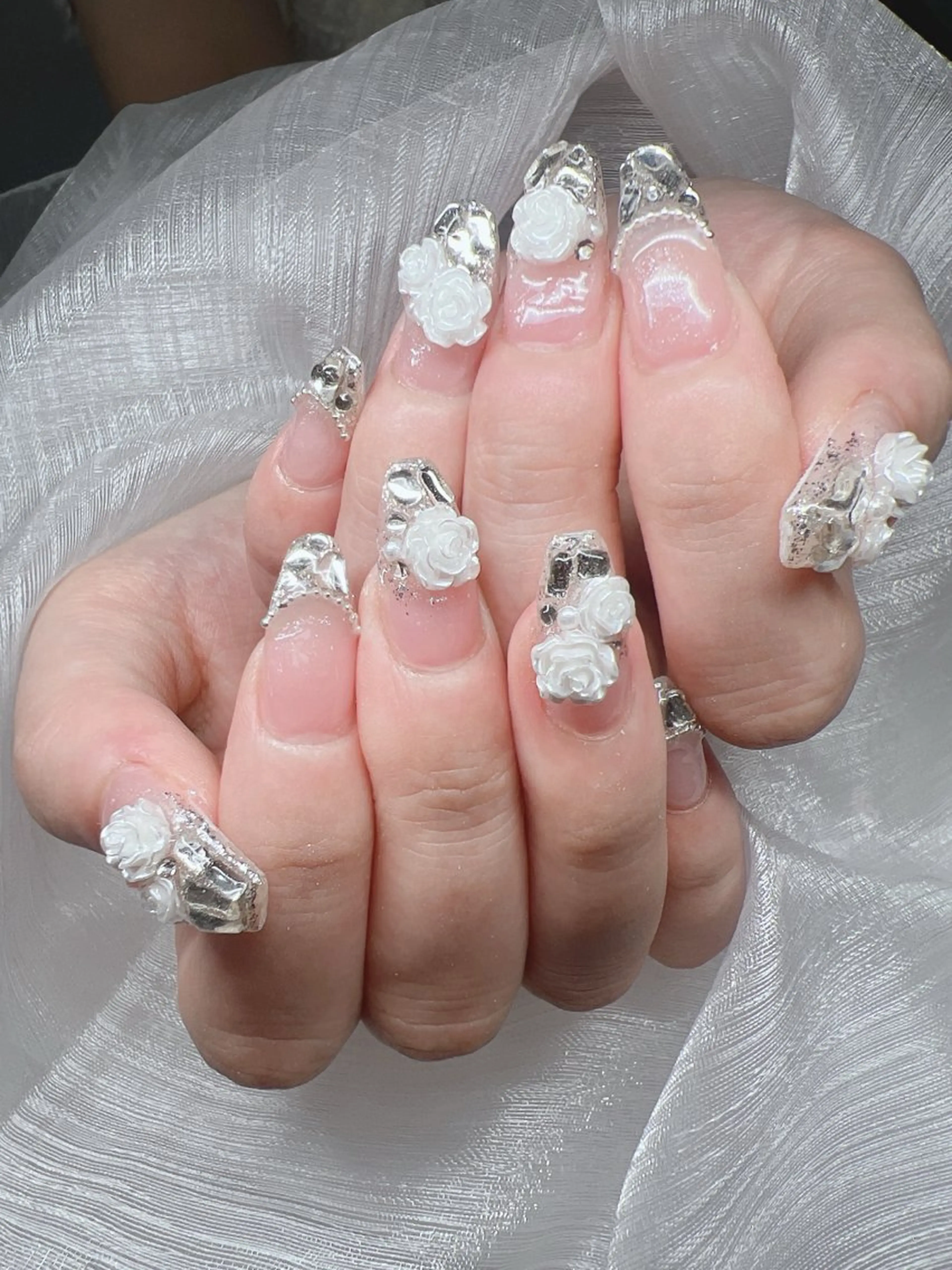 ネイル 長さ出し グラデーション キラキラネイル マグネットネイル ニュアンスネイル Lee Nails チップ長さだし専門店のネイルデザイン