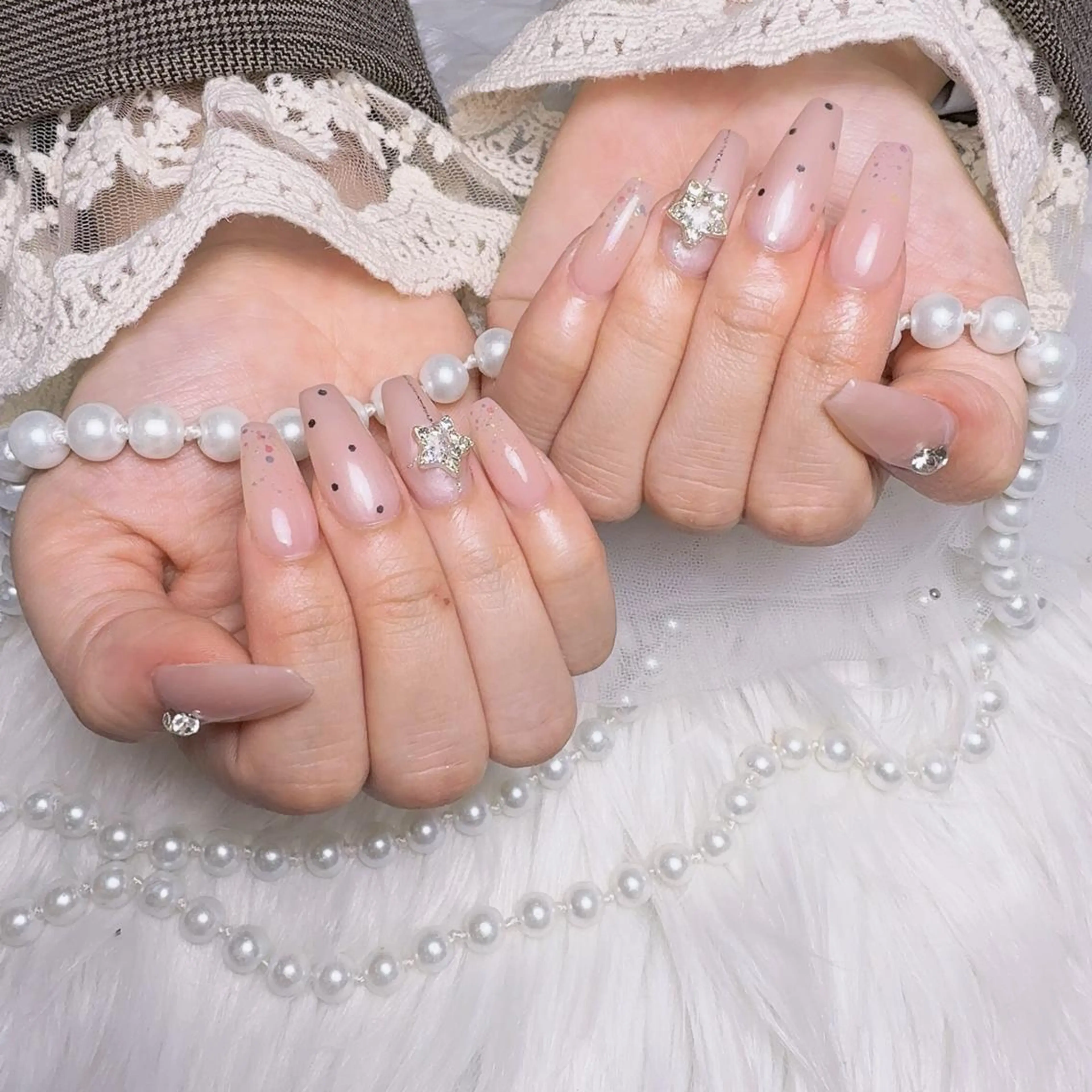 ネイル アートネイル フラッシュネイル フレンチネイル ジェルネイル ガラスフレンチ You&Me Yuiのネイルデザイン