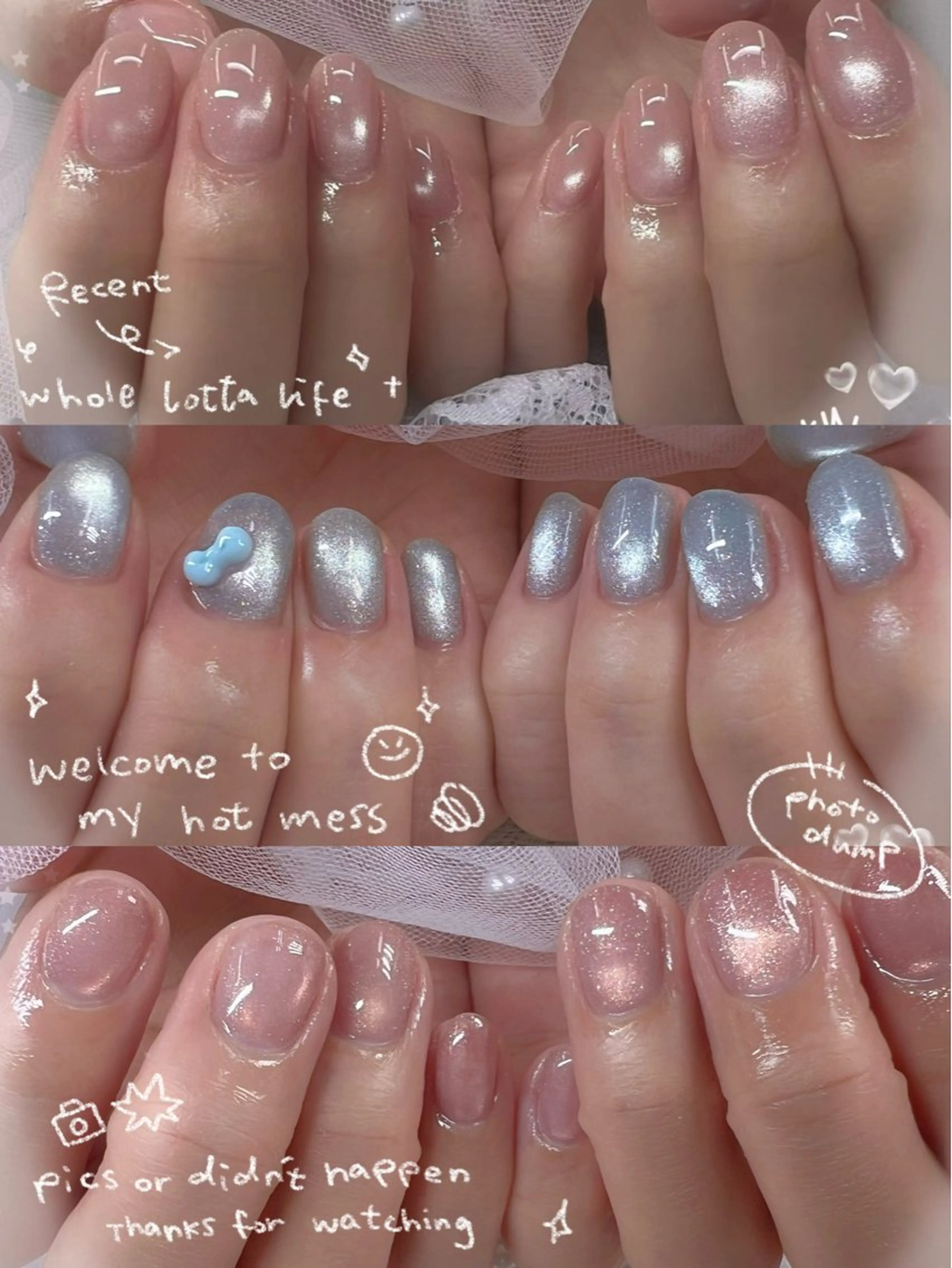 ネイル チークネイル フレンチネイル ガーリー ガラスフレンチ グラデーション ハンドネイル ハンドケア Chill Nailsalonのネイルデザイン
