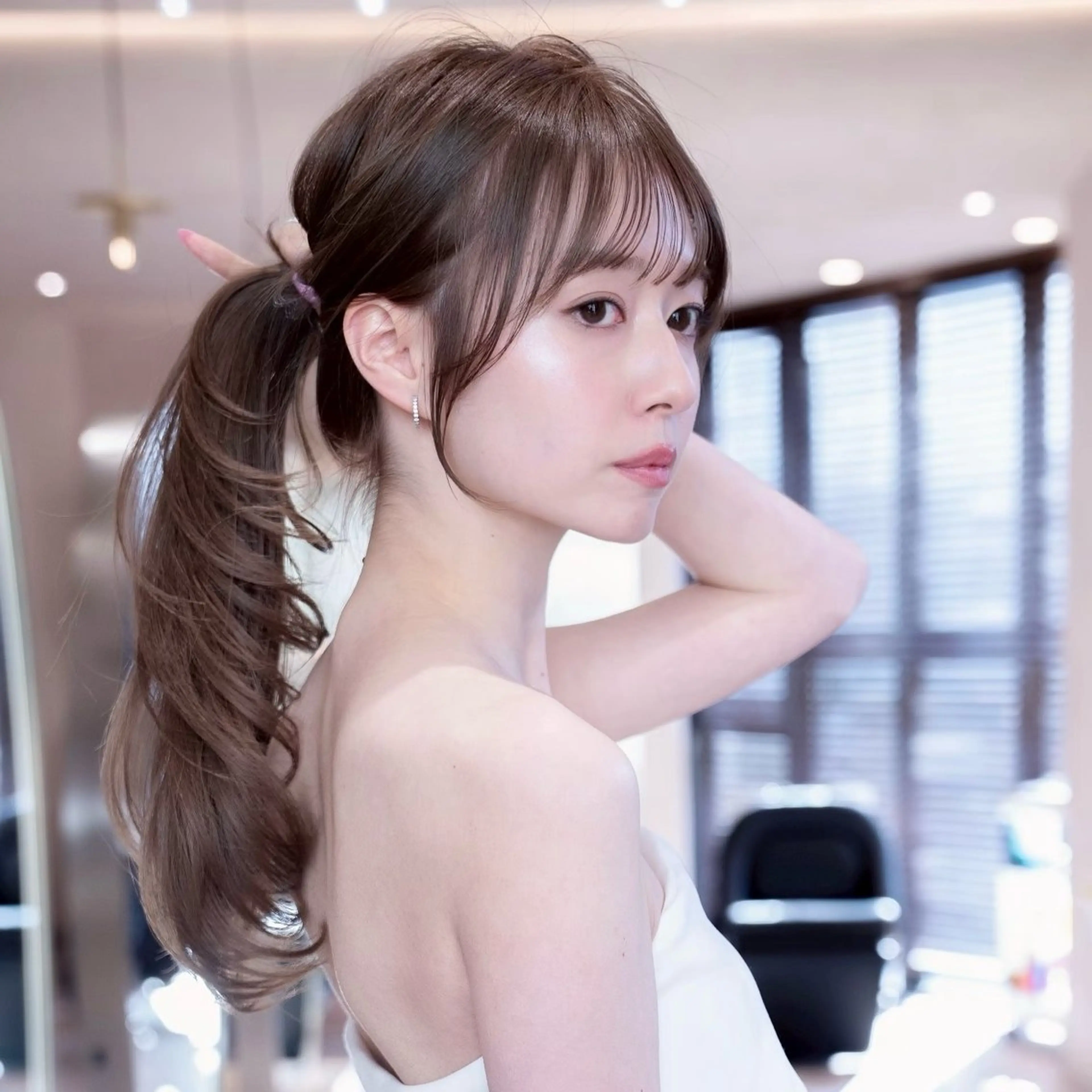 ロング 顔周りカット ハッシュカット 髪質改善 レイヤーカット ブリーチカラー/渋谷 /髪質改善/shinのヘアスタイル