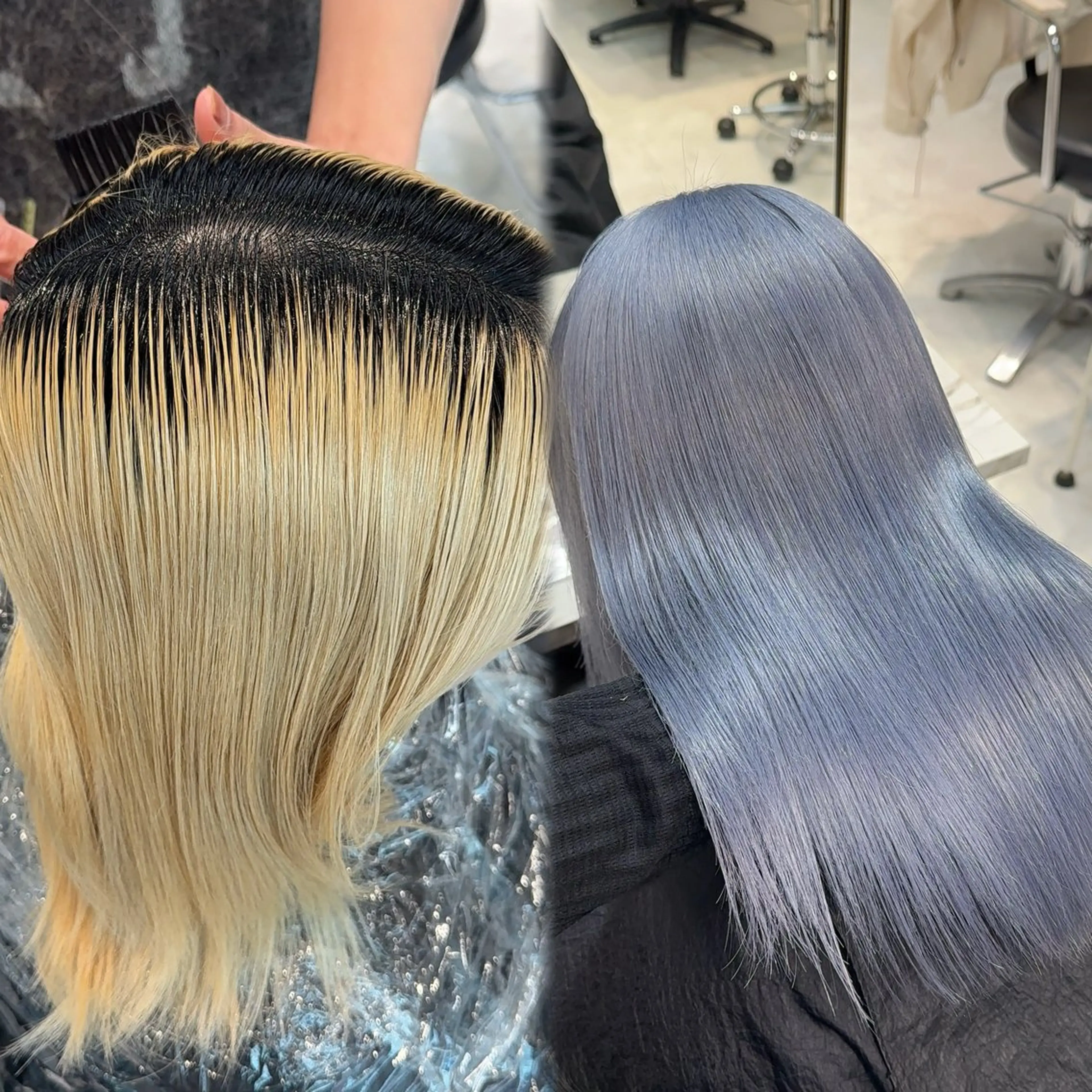 セミロング カラー ヘアアレンジ ベージュカラー ブリーチ ブロンド デザインカラー ミルクティーベージュ ヘアカラー 【🥀履歴修正🥀】 ハイトーン職人/拓真のヘアスタイル