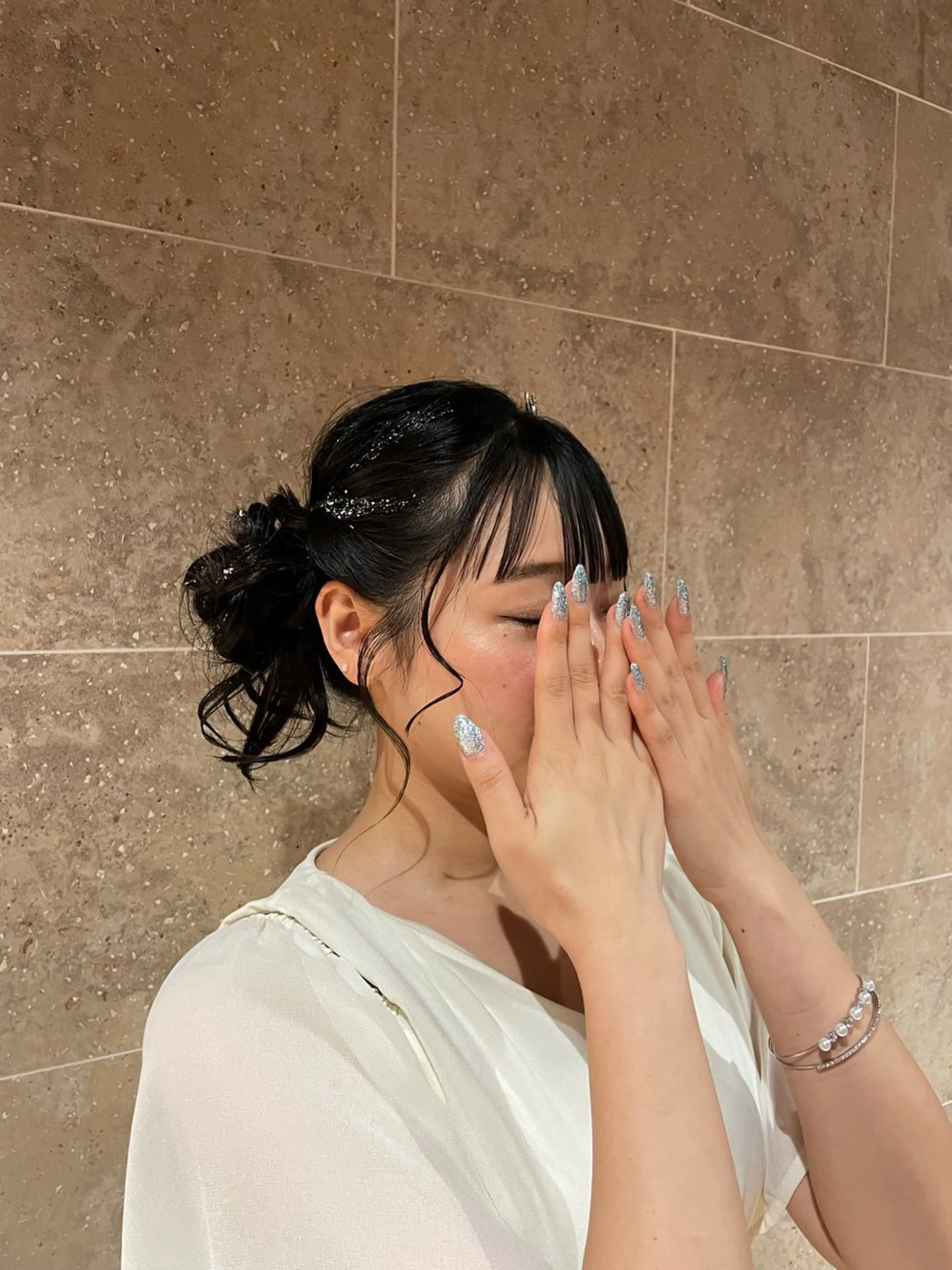 ヘアアレンジ お団子ヘア ヘアセット レイヤーカット/ アレンジ/うみのヘアスタイル