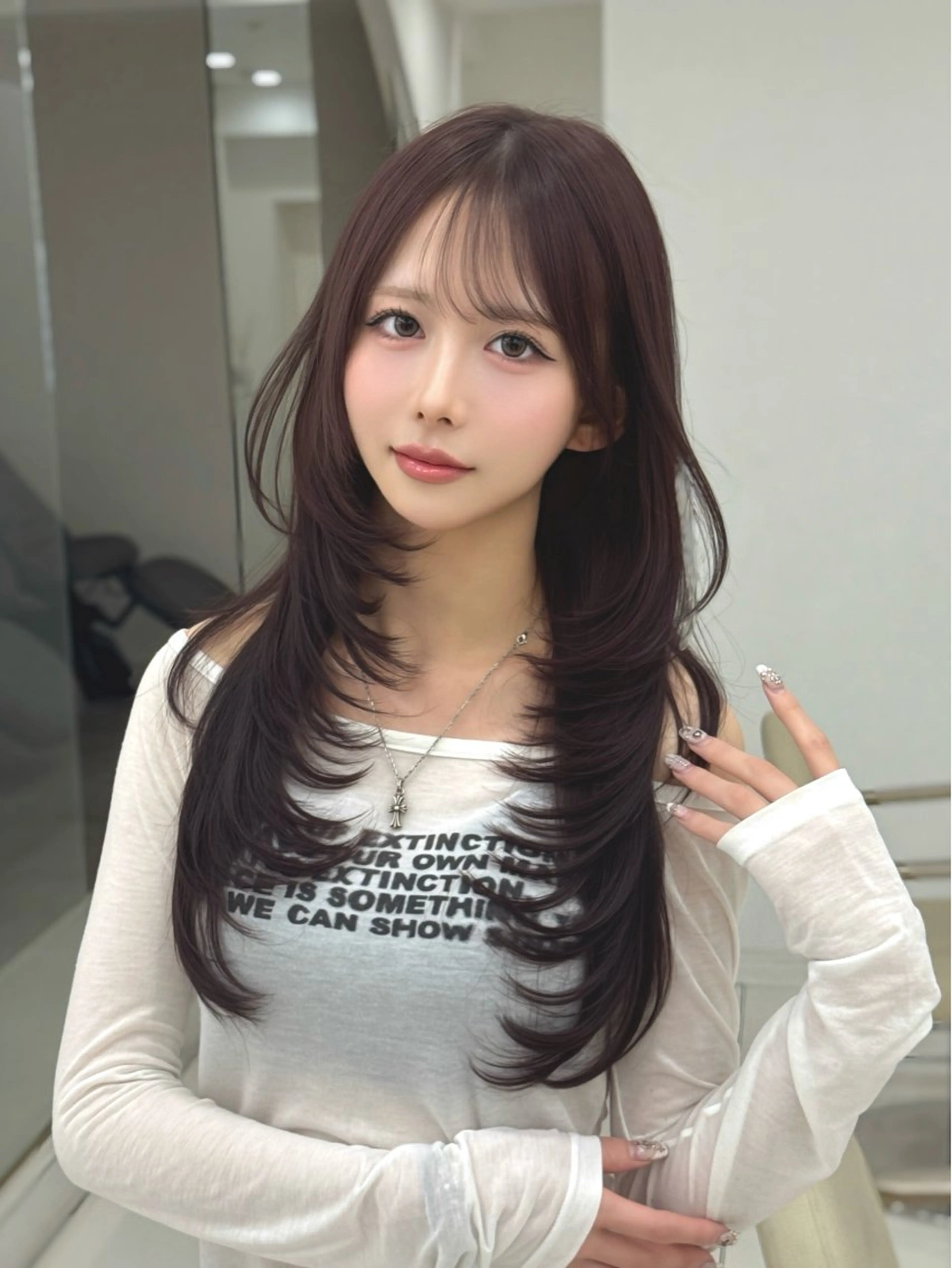 ロング カット ヘアカラー 似合わせ/レイヤー /顔まわり/池田歩樹のヘアスタイル