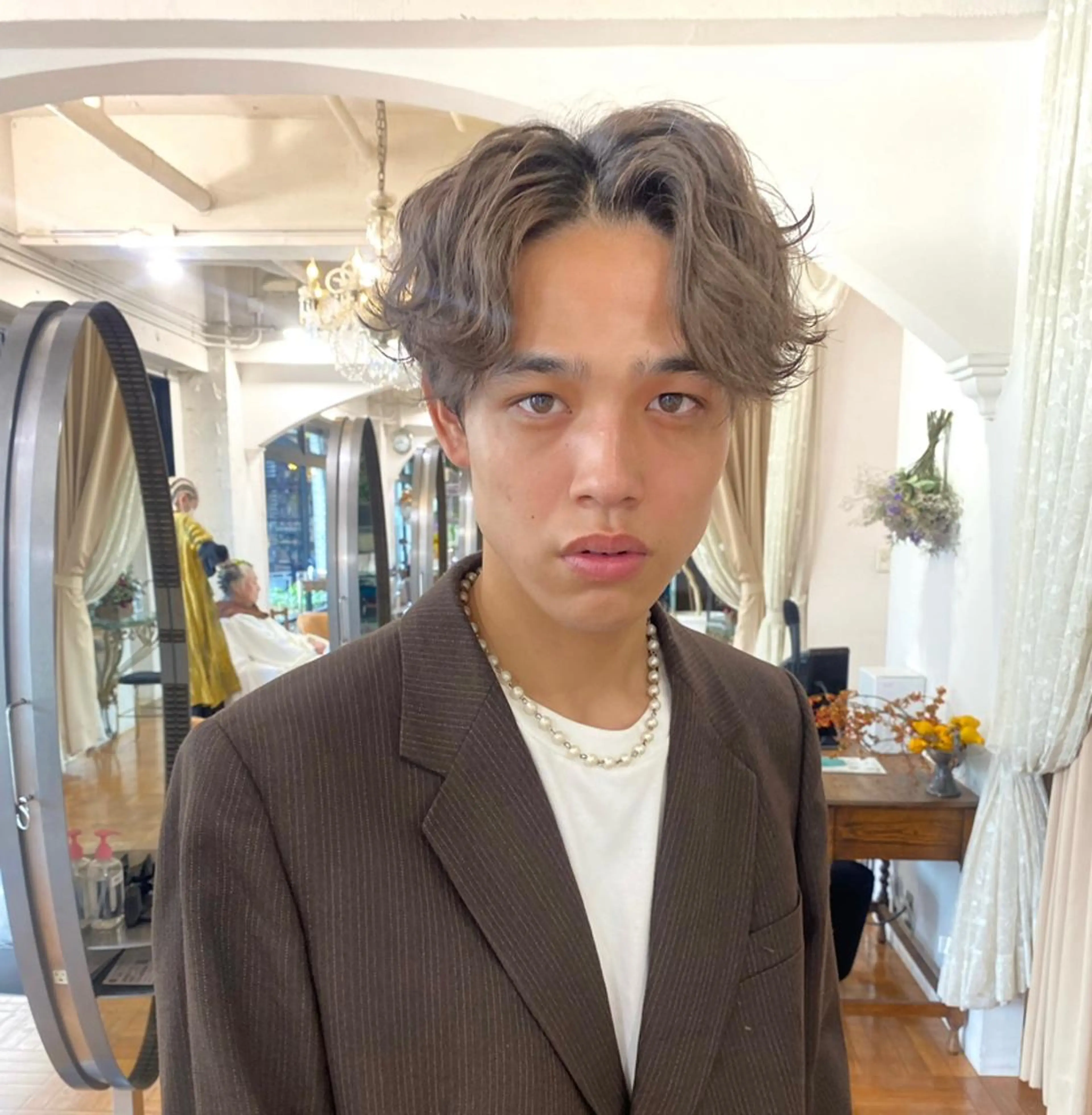 パーマ メンズ ボブ  レイヤー 髪質改善  相澤晃希のヘアスタイル
