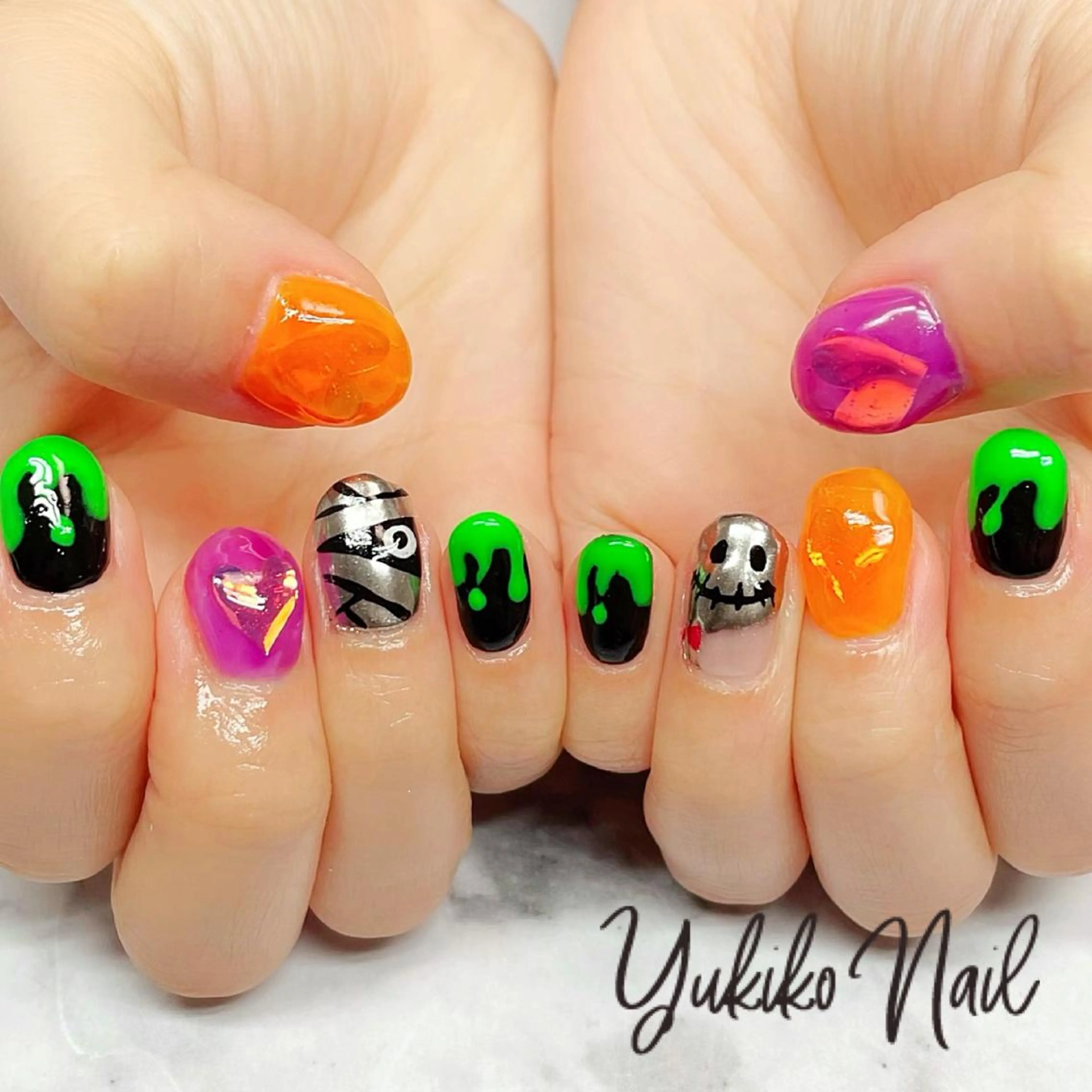 ネイル ハロウィン 持ち込み ハンドネイル ユキコ ネイルのネイルデザイン