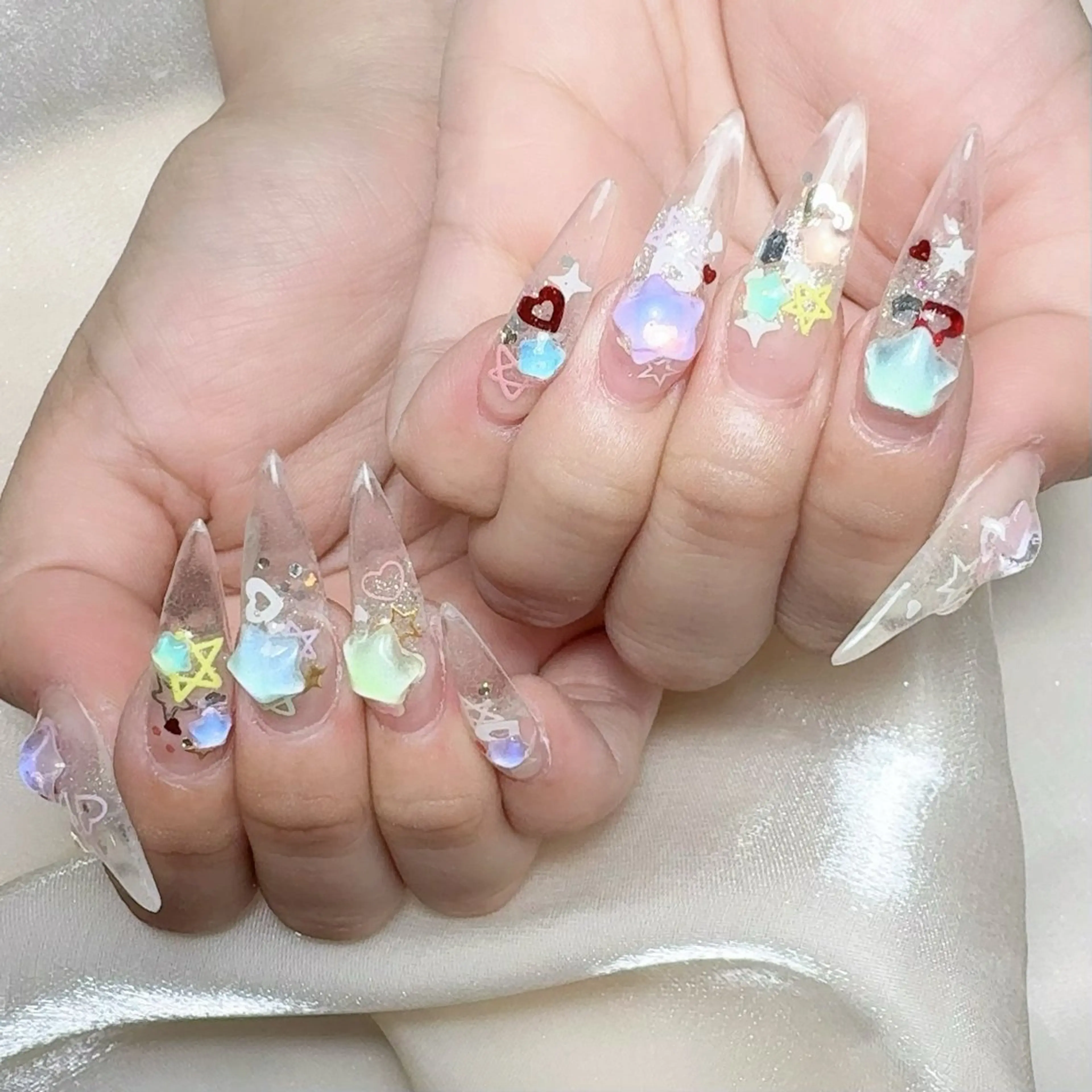 メンズ ネイル メンズ韓国風 アートネイル オーロラネイル ガーリー キラキラネイル ハンドネイル Nail salon 木にいるのネイルデザイン