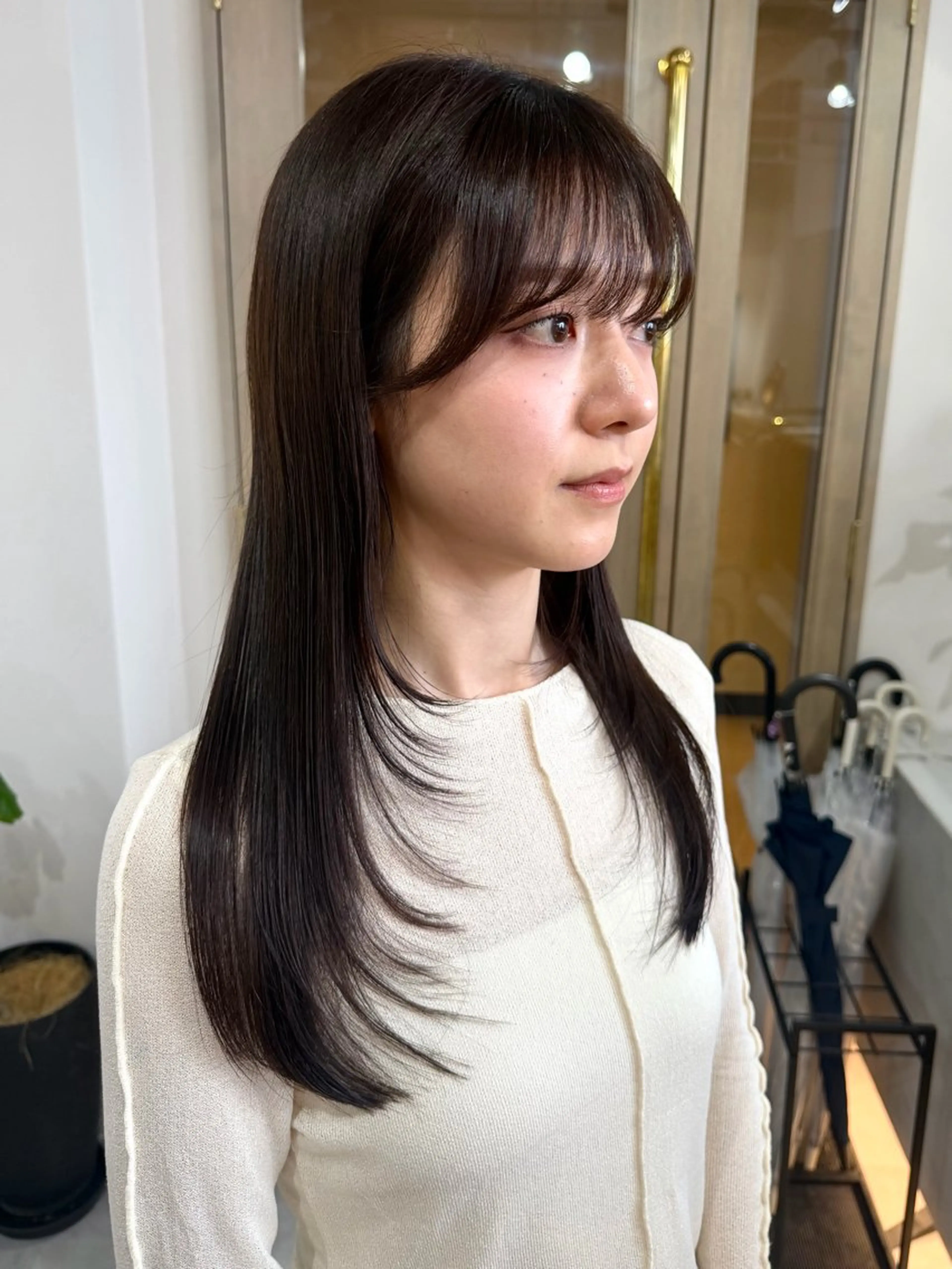 セミロング カラー ブラウンカラー チョコレートブラウン レイヤーカット カット ヘアカラー トリートメント 梅田/ 髪質改善/ 似合わせ/RINKAのヘアスタイル