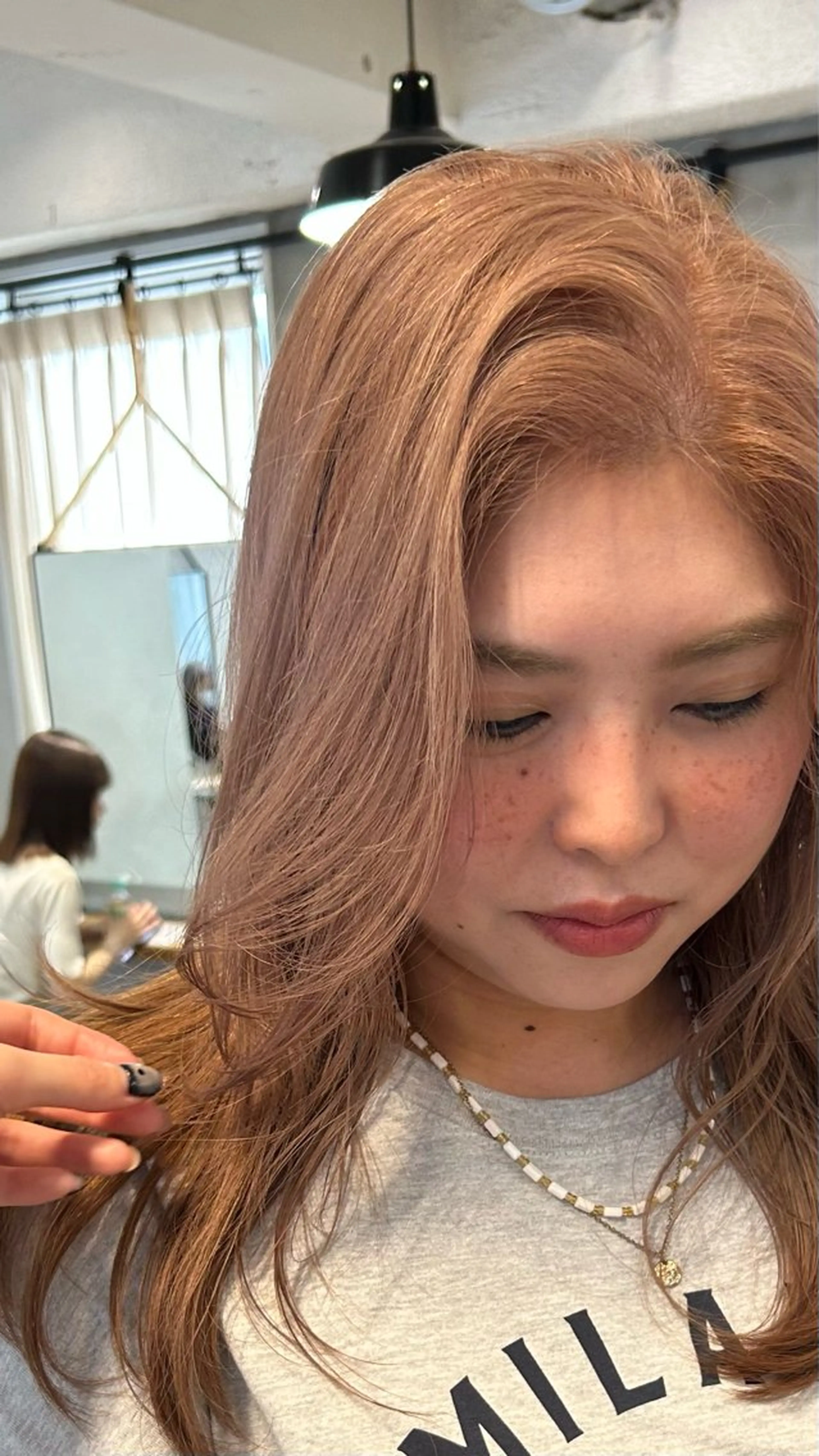 セミロング カラー じゅわっと暖色カラー 🍊Moemiのヘアスタイル