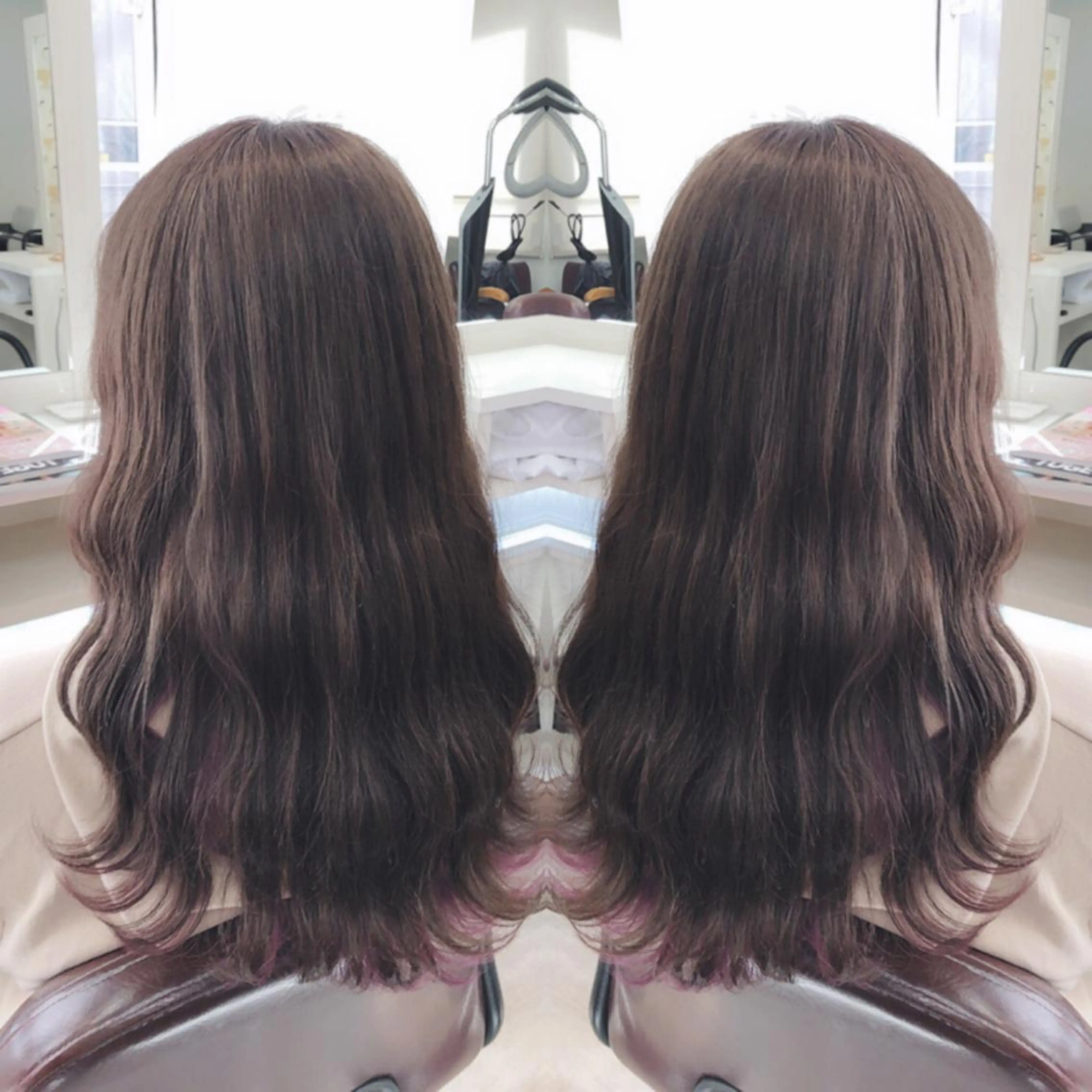 ロング カラー ブラウンカラー 透明感カラー ダブルカラー モカブラウン ピンクカラー ヘアカラー トリートメント ヘアセット 韓国ヘア🤍髪質改善 🇰🇷AKANEのヘアスタイル