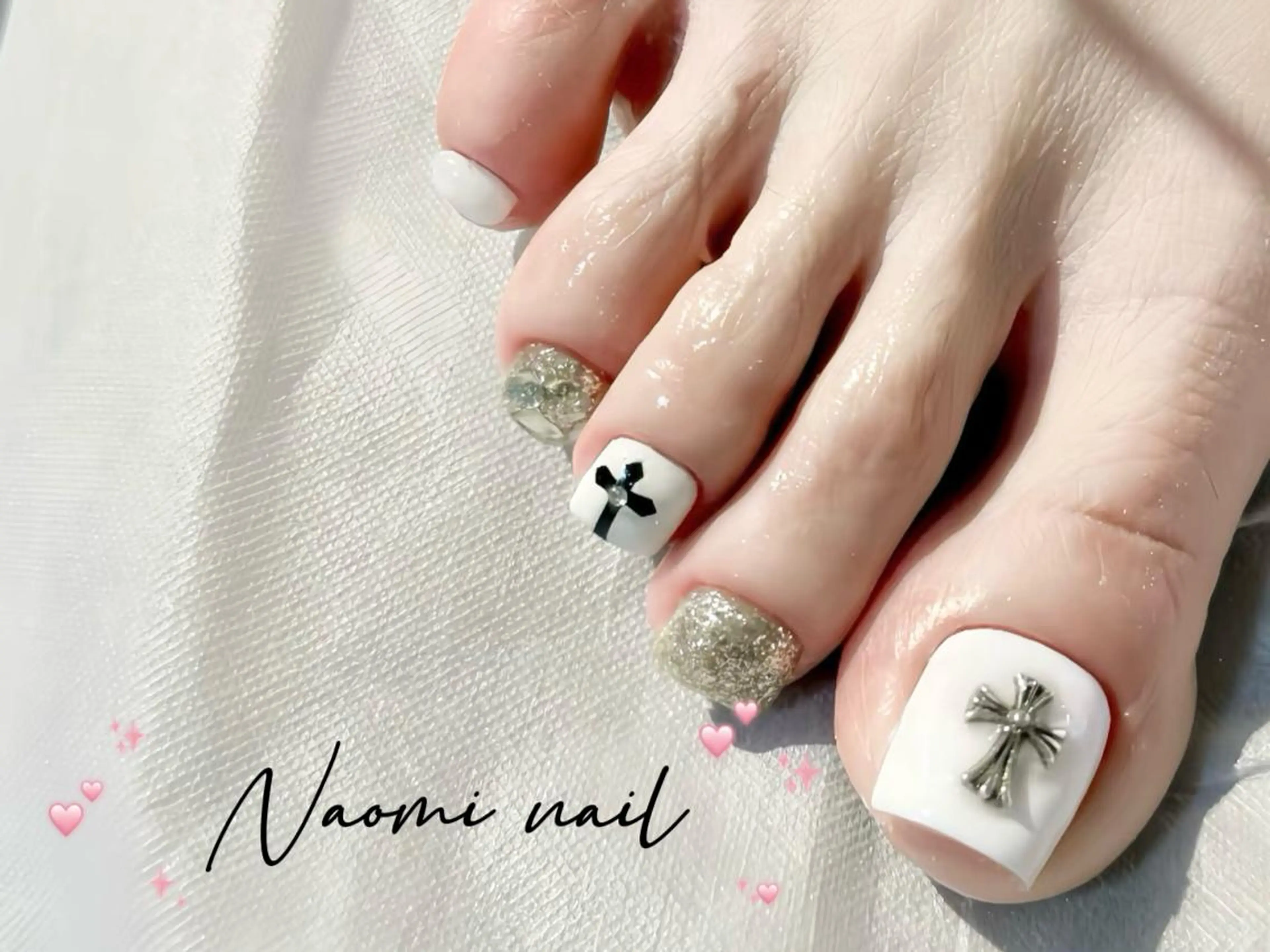 ネイル オーロラネイル チークネイル 長さ出し フットネイル フレンチネイル Pretty nailのネイルデザイン