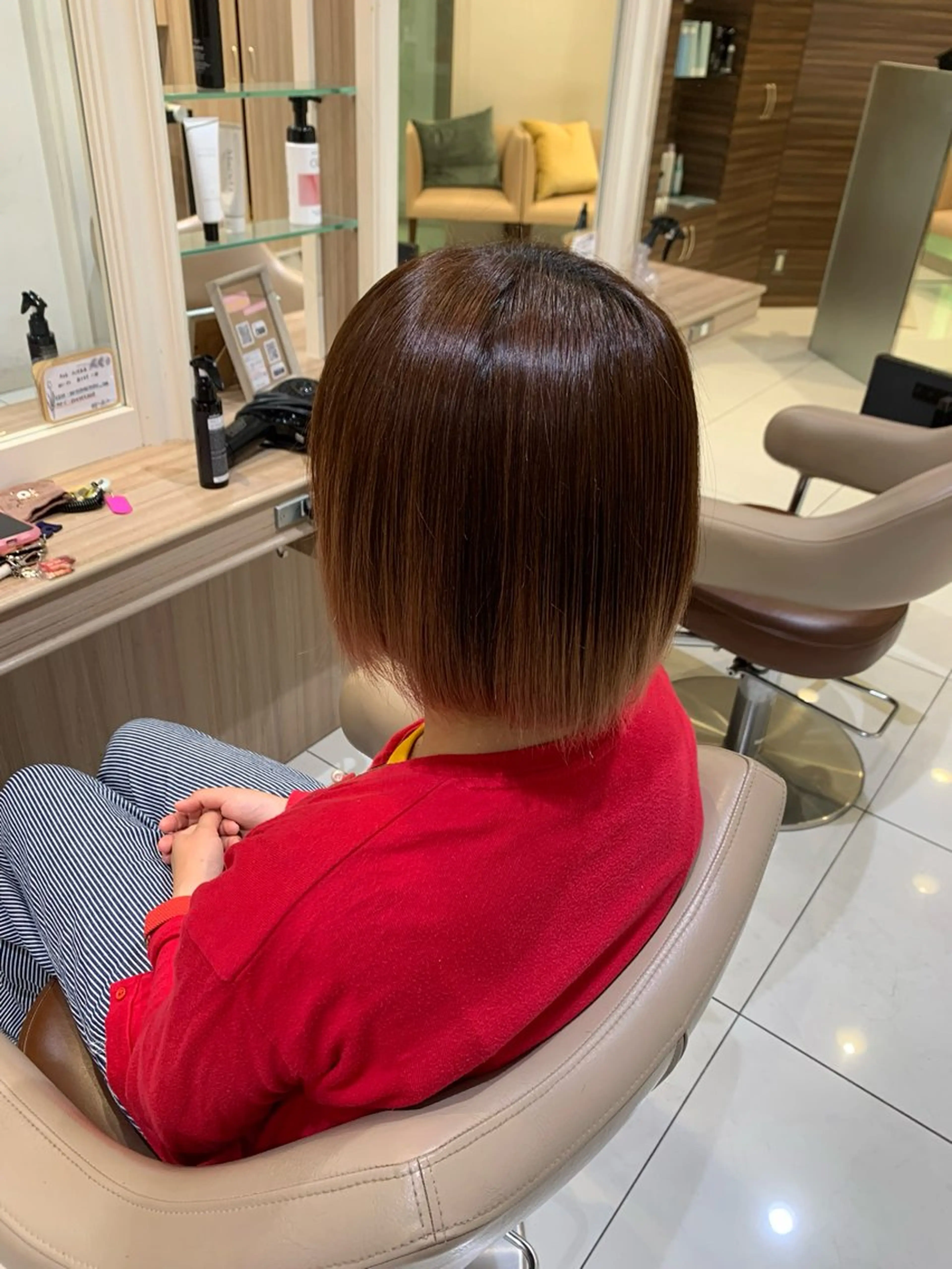 ミディアム 縮毛矯正 Ash元住吉 クサカハルトのヘアスタイル