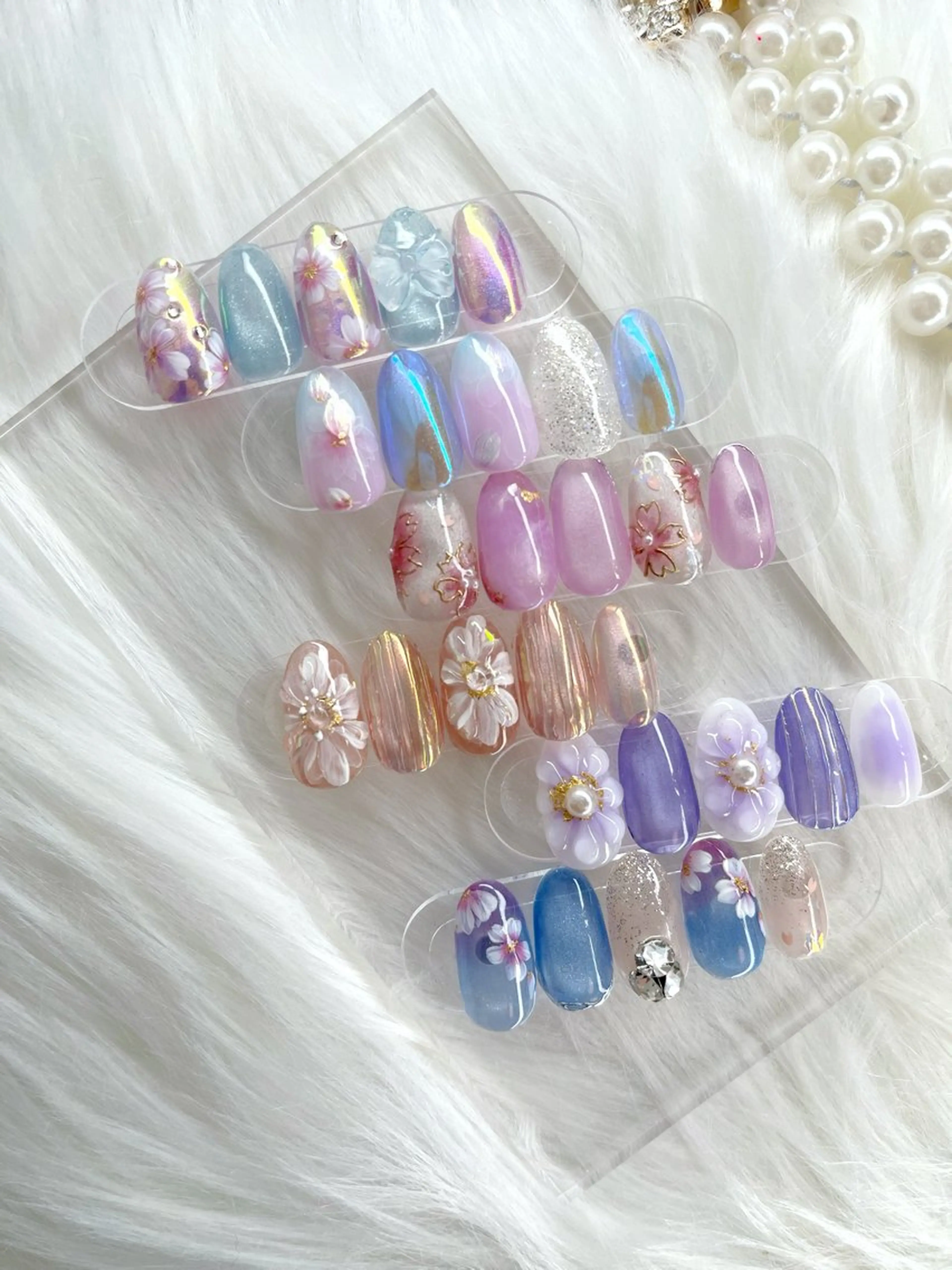 ネイル オーロラネイル 桜ネイル 春ネイル 多賀城 パラジェルのネイルデザイン