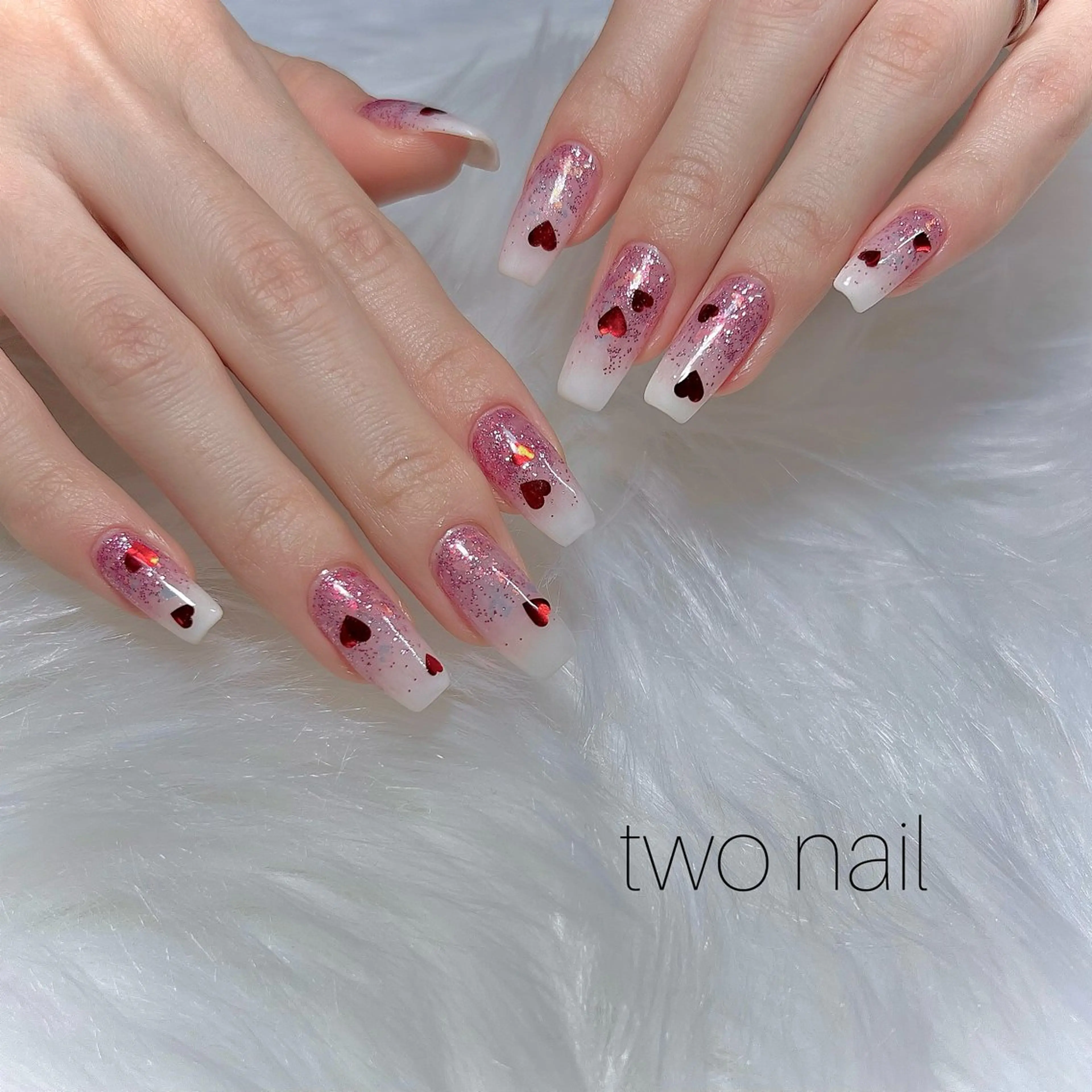 ネイル アートネイル ネイルチップ ホワイト ハンドネイル two nailのネイルデザイン