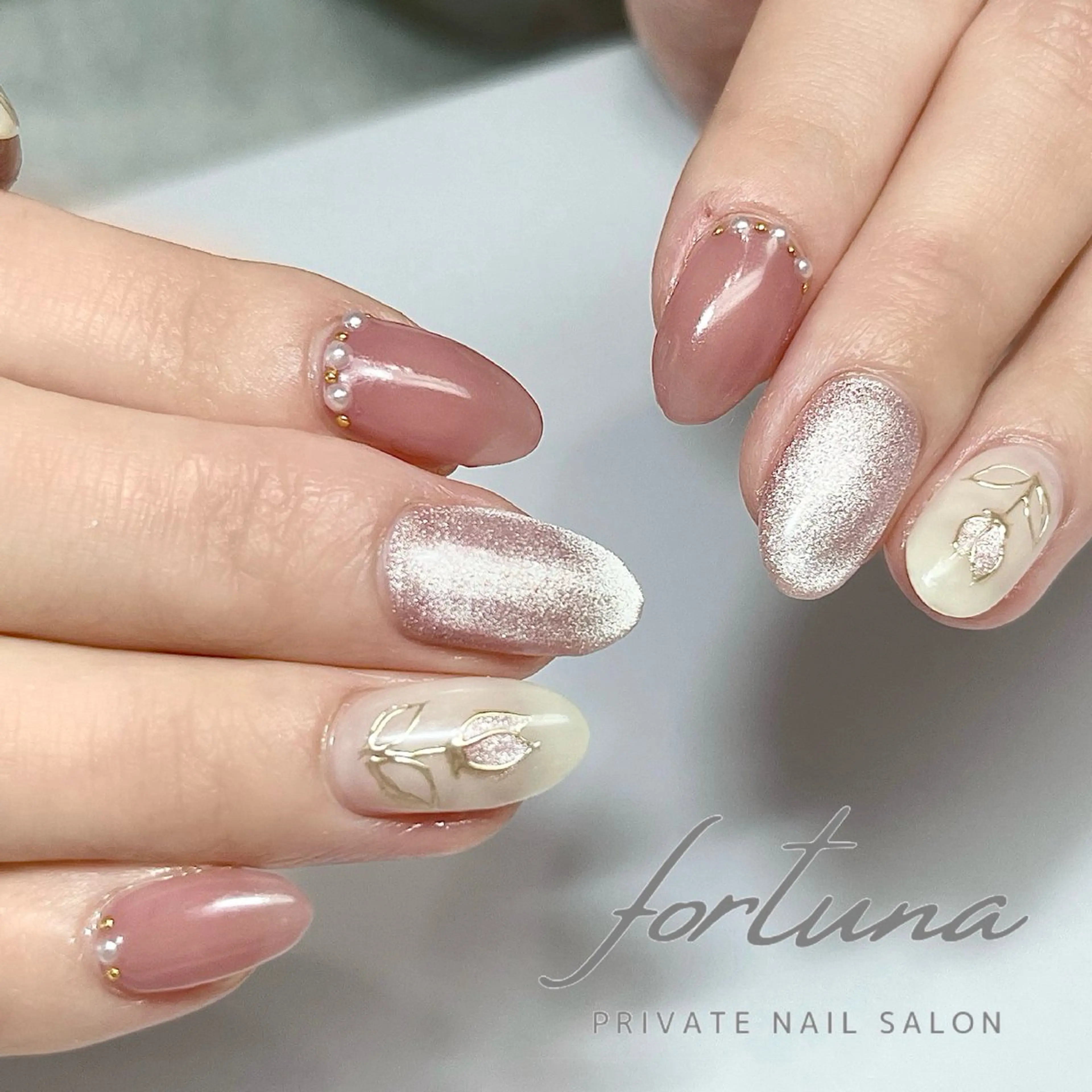 ネイル ジェルネイル マグネットネイル パラジェル 春ネイル fortuna 武藤裕美のネイルデザイン