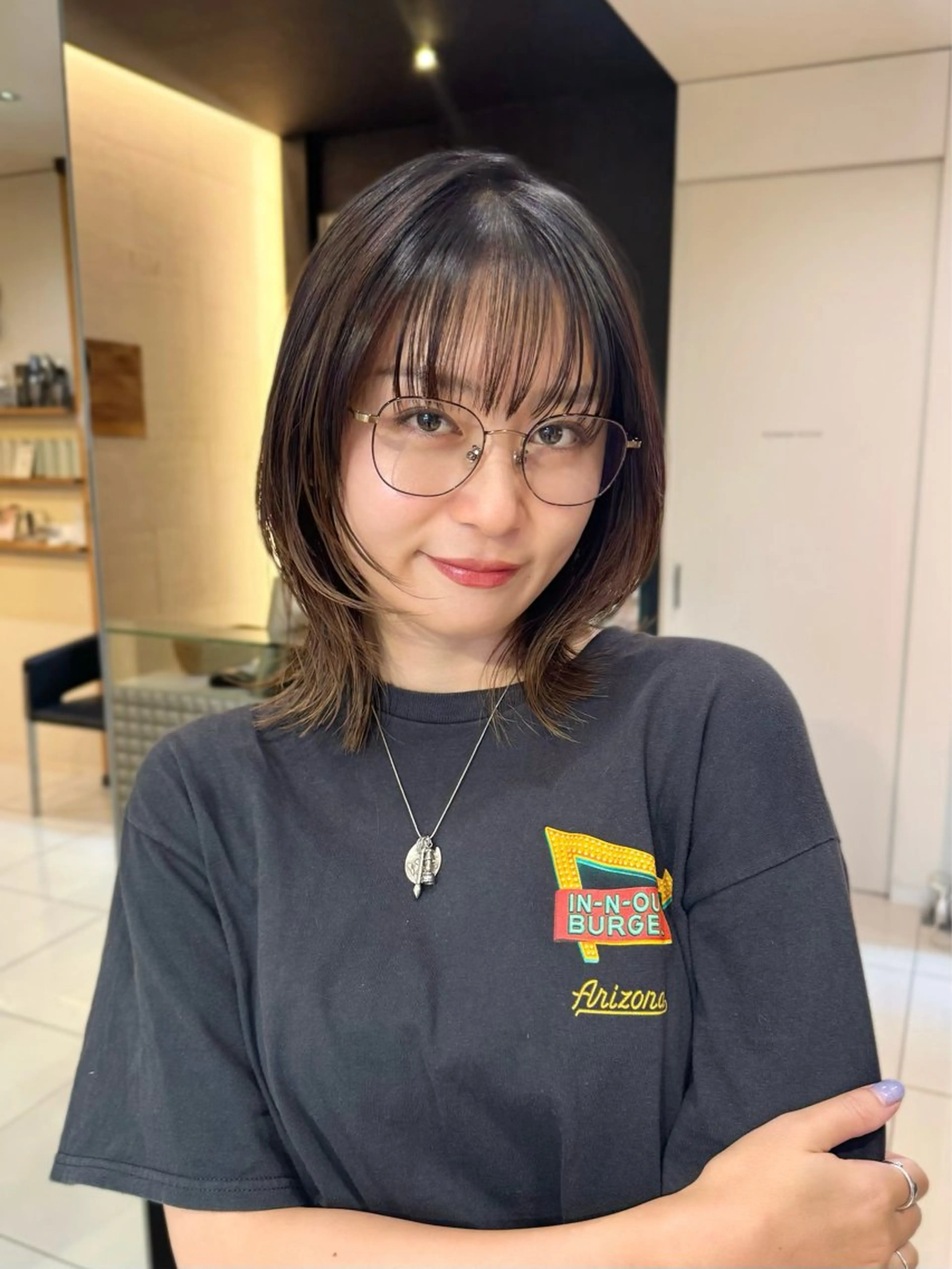 ミディアム 暖色/レイヤーカット /艶髪/髪質改善/のマツエク・マツパデザイン