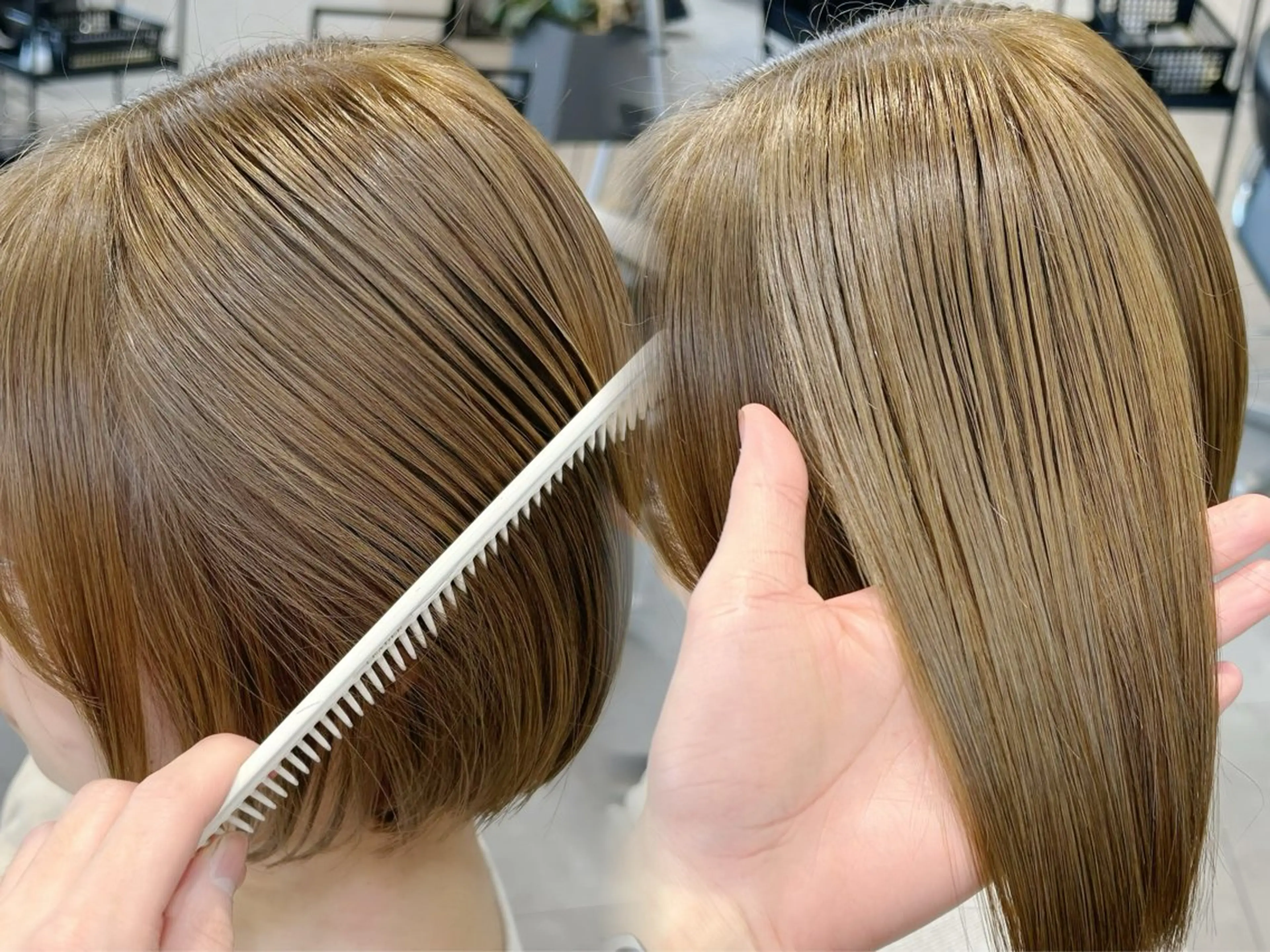 ミディアム カラー ベージュカラー ブリーチ ダブルカラー ヘーゼル ブリーチなしカラー カット ヘアカラー トリートメント 池袋/小顔レイヤー/ 顔まわり/taigaのヘアスタイル