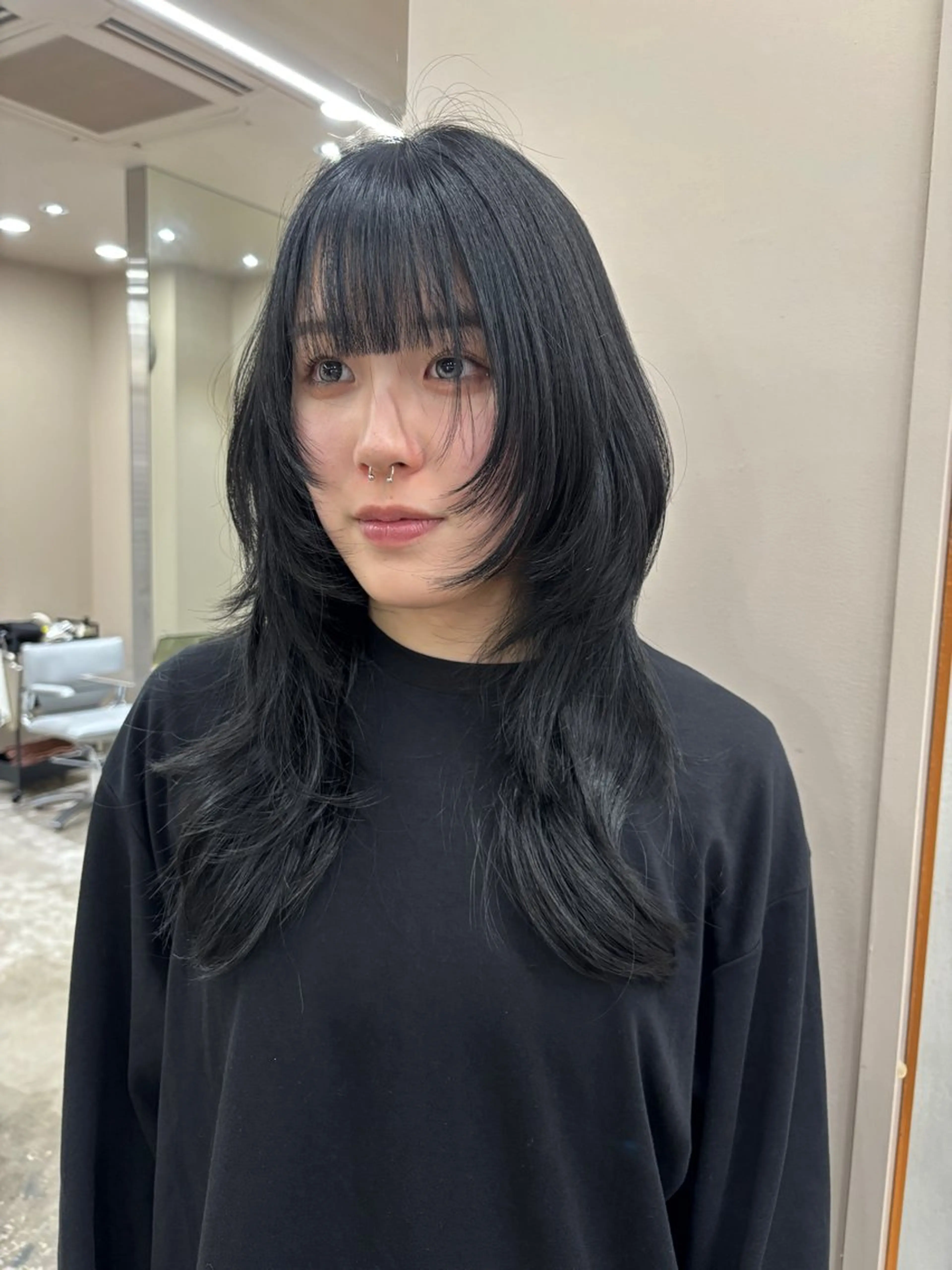 ロング ハッシュカット コトネ🫧 韓国風レイヤーカットのヘアスタイル