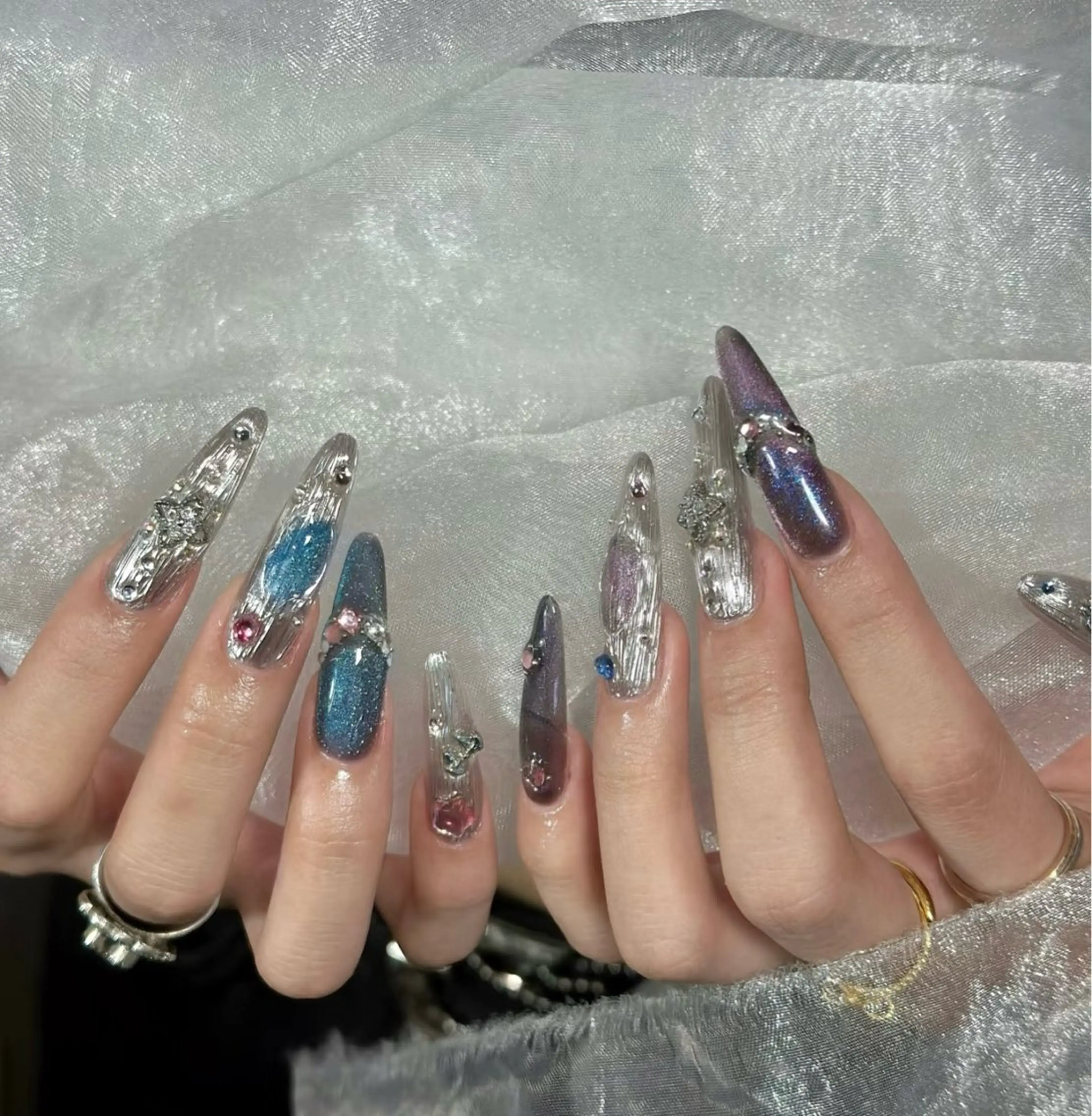 ネイル アートネイル オーロラネイル チークネイル フレンチネイル ガラスフレンチ ハンドネイル 🎀🎀YooLi Nail Salonのネイルデザイン