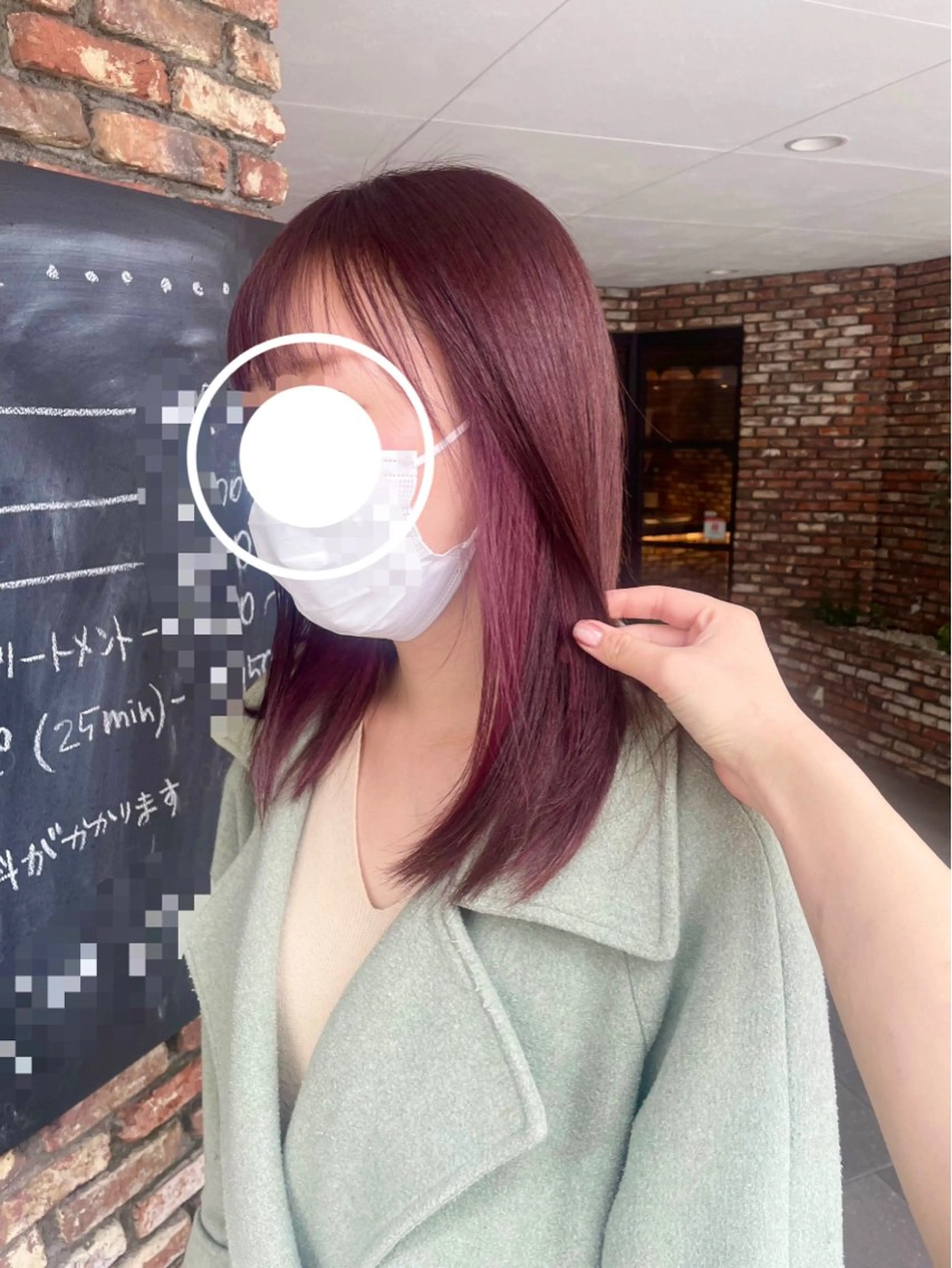 セミロング カラー ピンクカラー ショート 顔周りレイヤー/マオのヘアスタイル