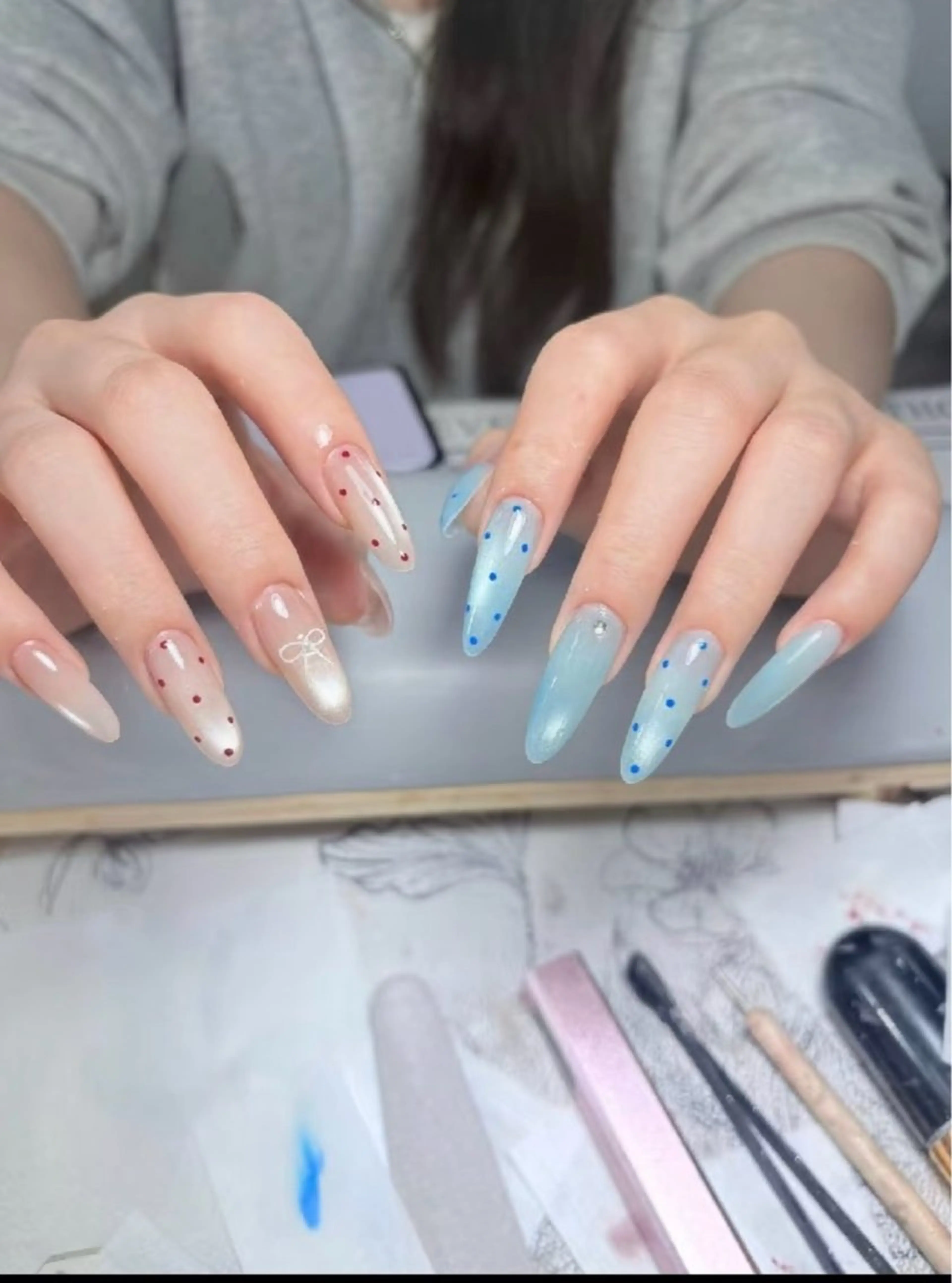 ネイル フレンチネイル キラキラネイル 韓国ネイル シンプルネイル ワンホンネイル ハンドネイル MEI Nailのネイルデザイン