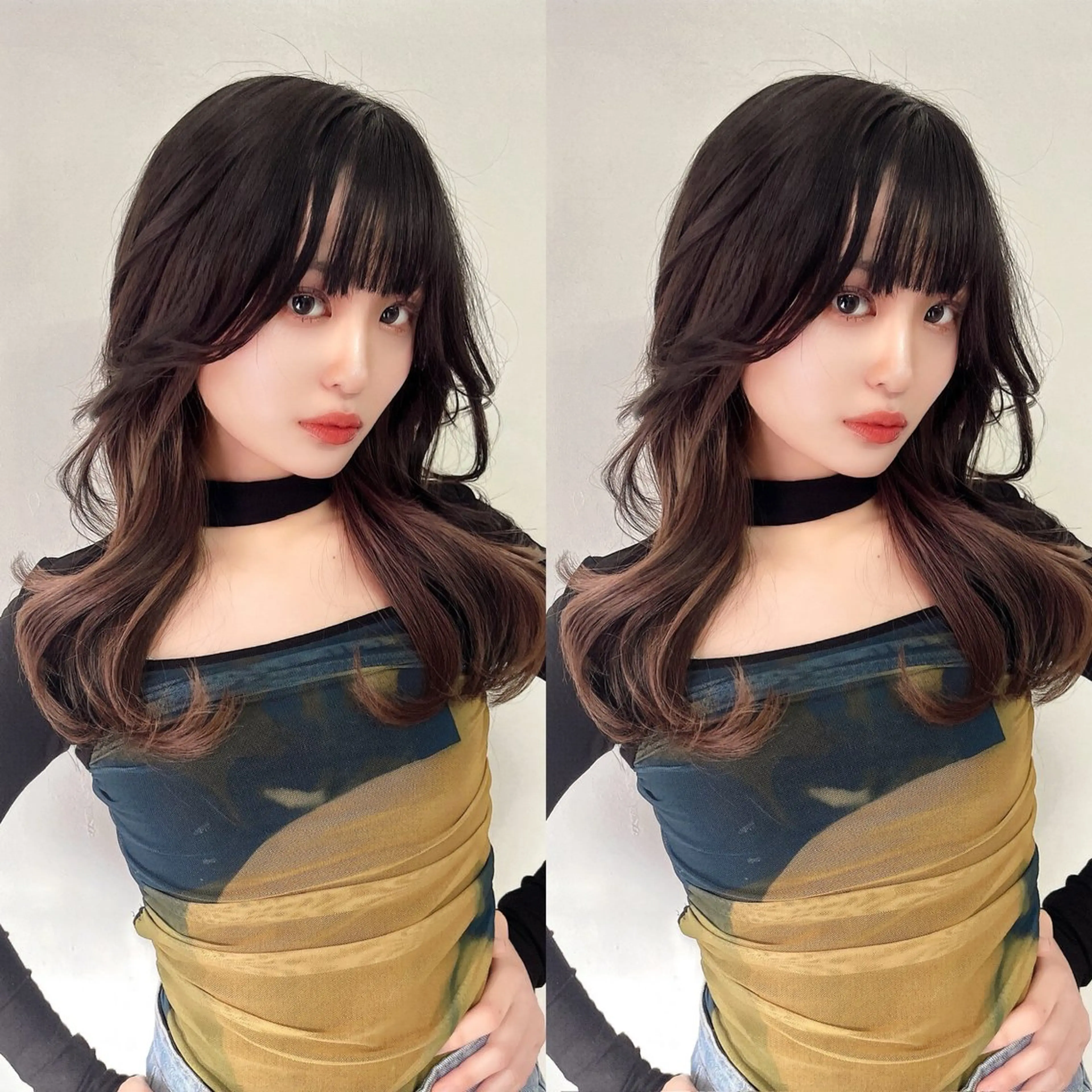 ミディアム レイヤー/髪質改善 /透け感カラー/艶髪のヘアスタイル