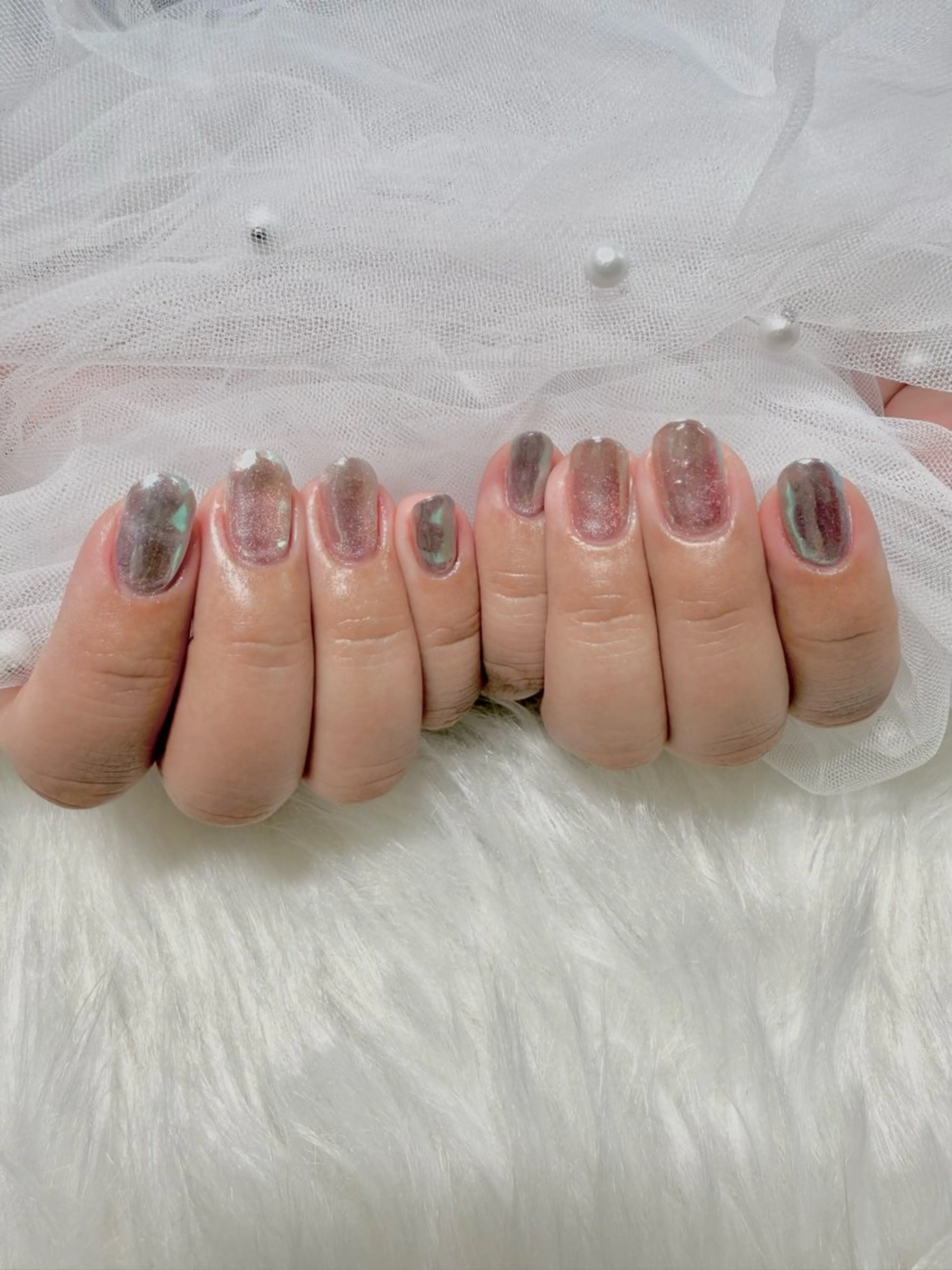 ネイル マグネットネイル ミラーネイル ワンカラーネイル ワンホンネイル miss you ♡ Miyuuのネイルデザイン