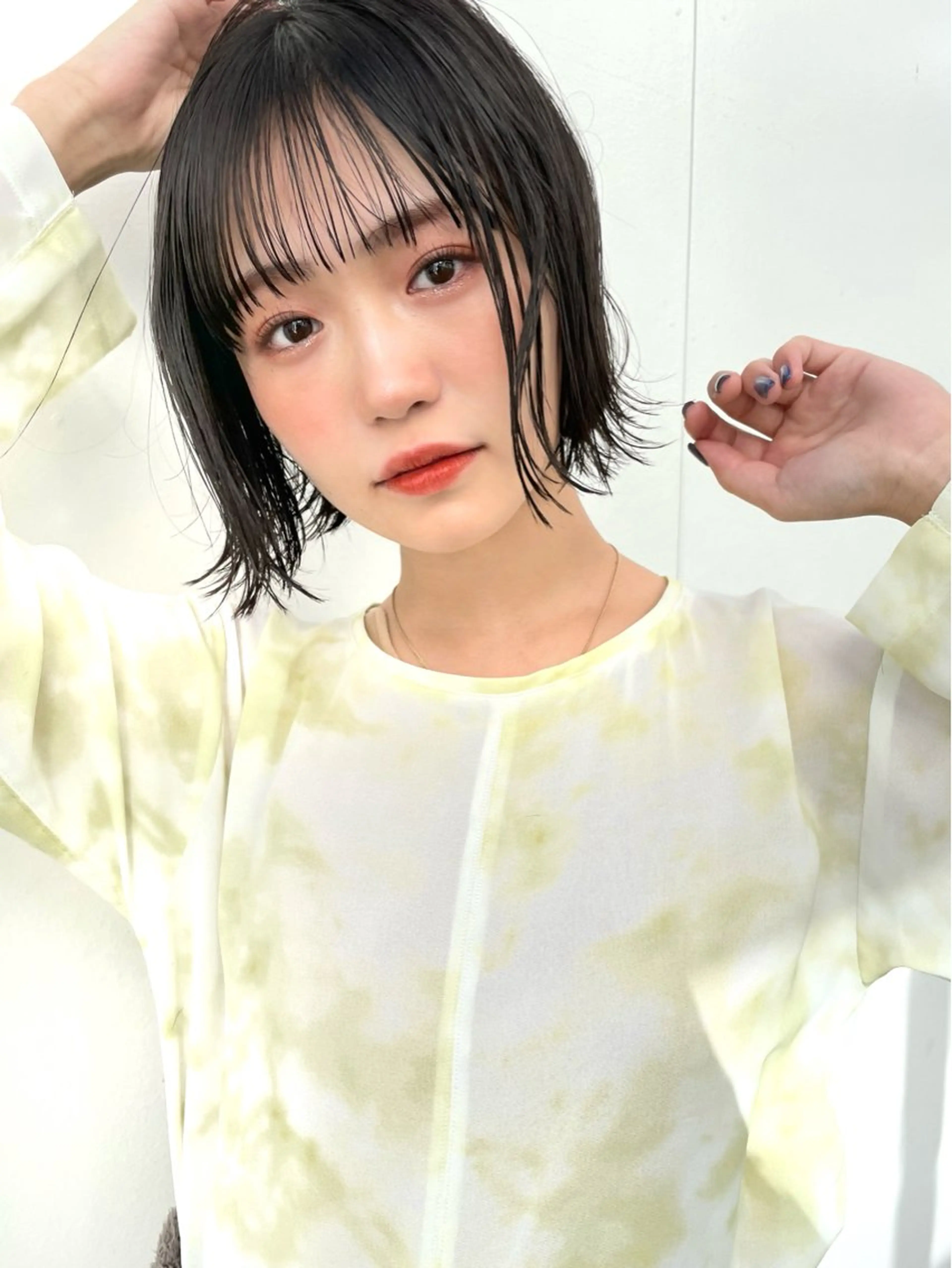 ショート カラー 切りっぱなしボブ ボブレイヤー ボブ くびれヘア 顔まわりレイヤー カット ヘアカラー 結べるレイヤーボブ くびれLady表参道のヘアスタイル