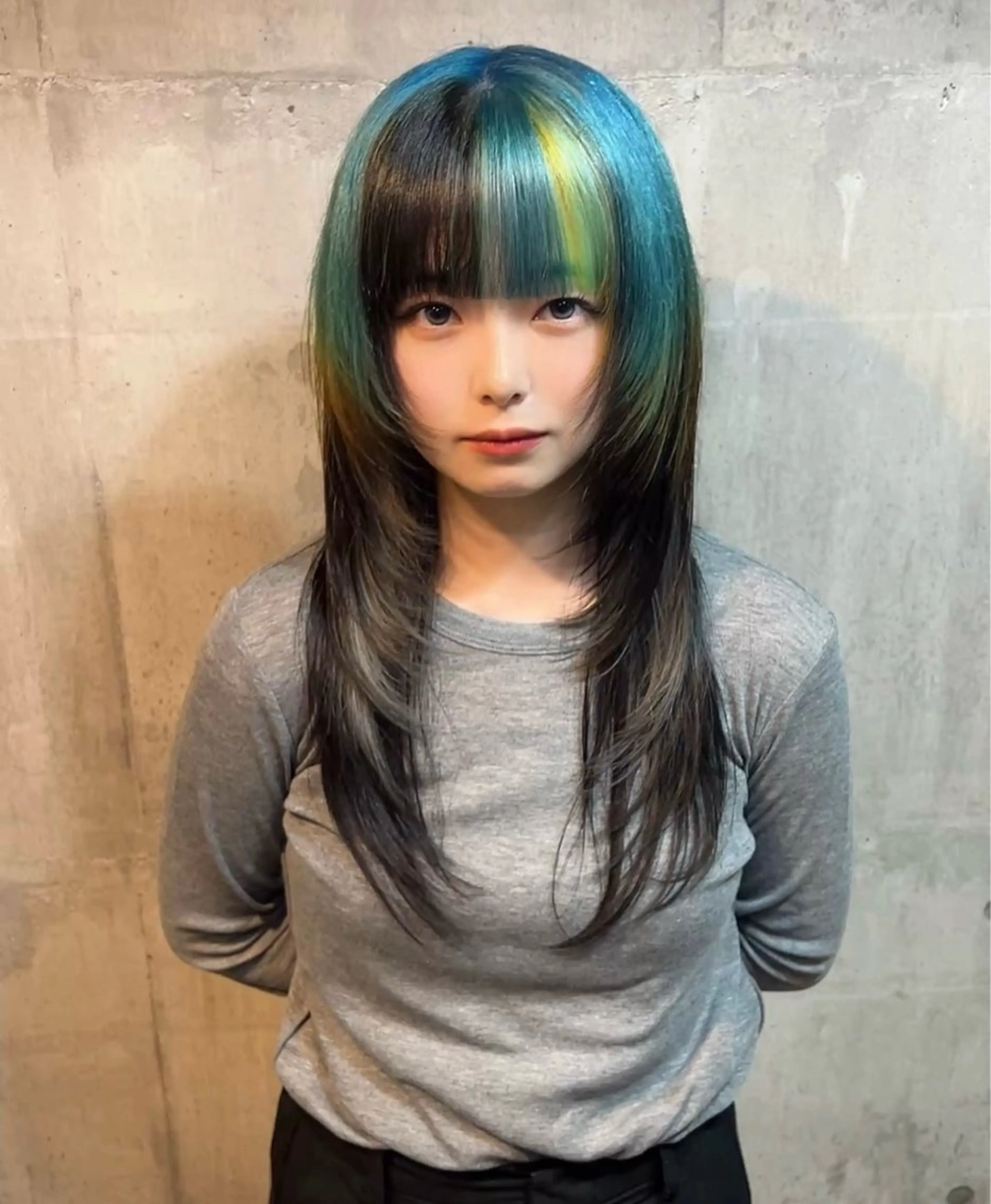 ロング カラー デザインカラー ハッシュカット ハッシュカット レイヤーカット　熊谷のヘアスタイル