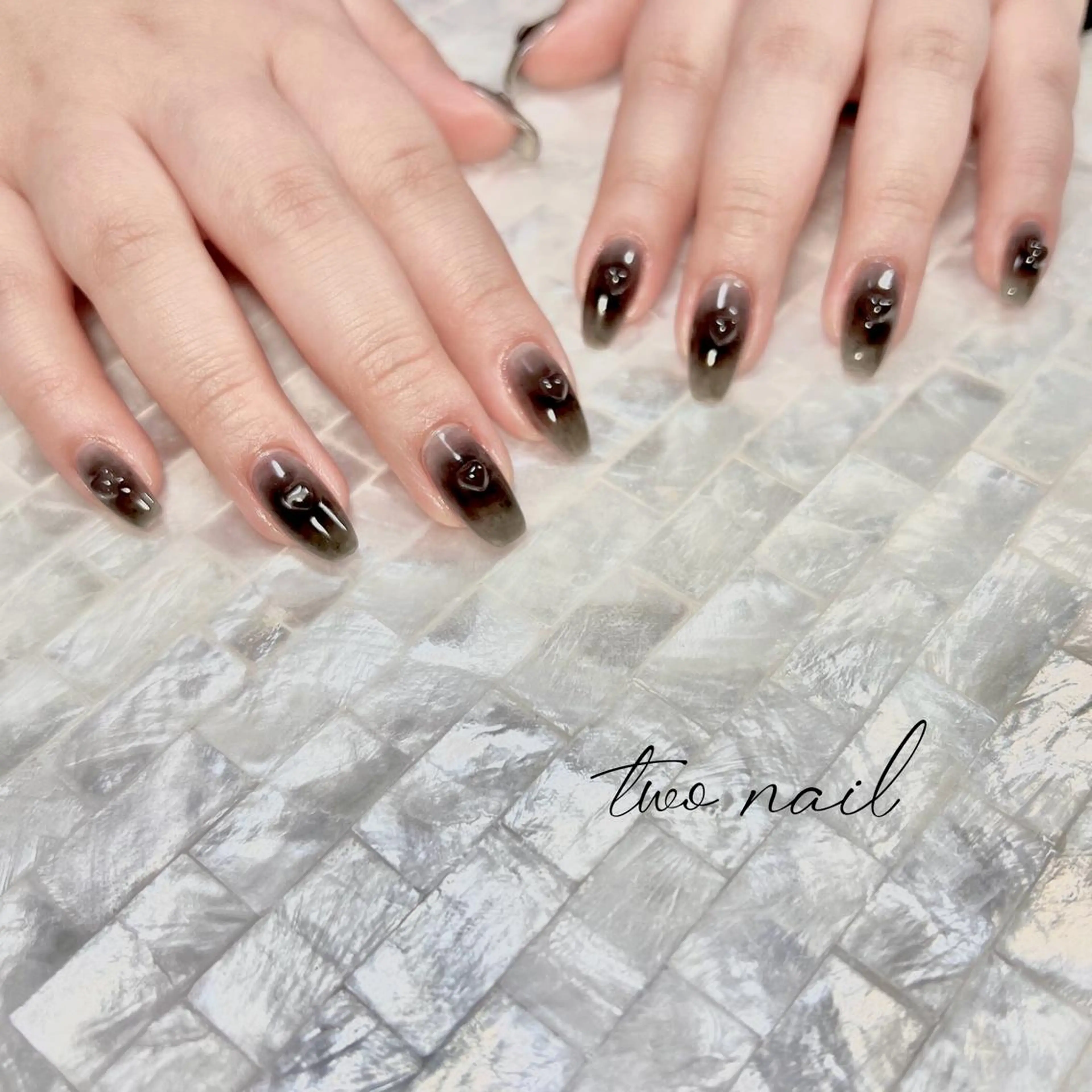 ネイル アートネイル フットネイル ハート 持ち込み ニュアンスネイル two nailのネイルデザイン
