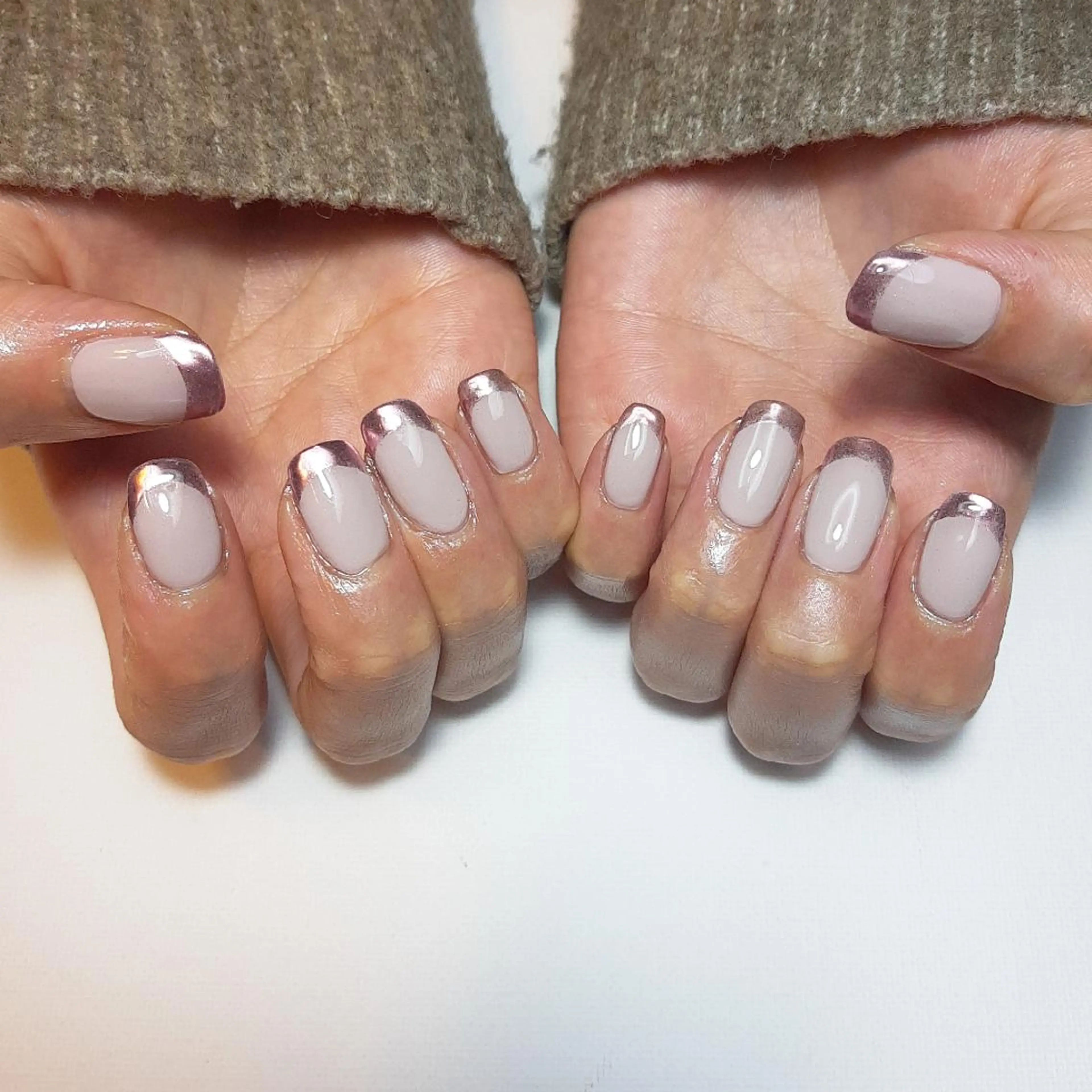 ネイル フレンチネイル ミラーネイル ピンク owlnail /持込みデザイン専門のネイルデザイン