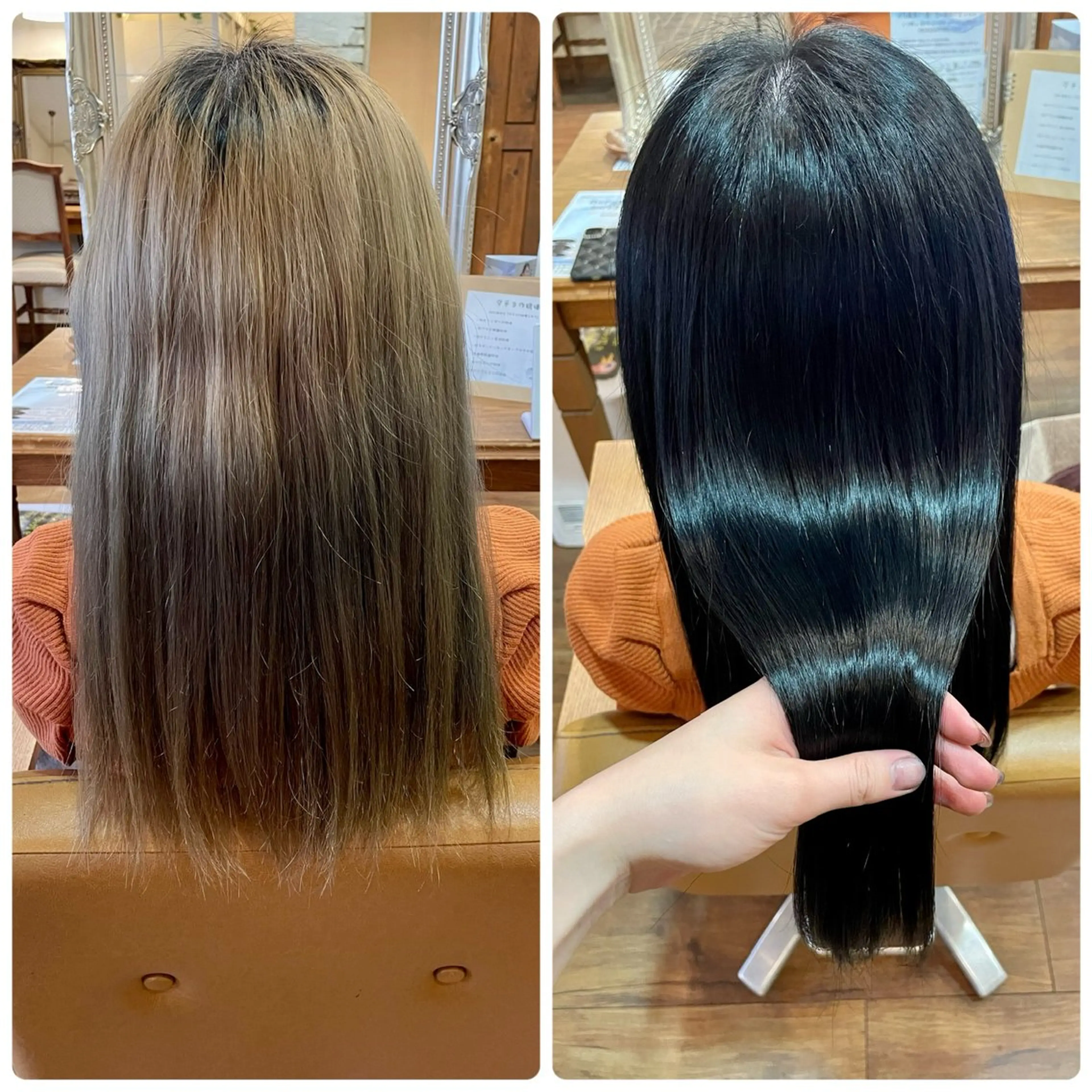 セミロング カット ヘアカラー トリートメント Saako/髪質改善 /耳つぼジュエリーのヘアスタイル