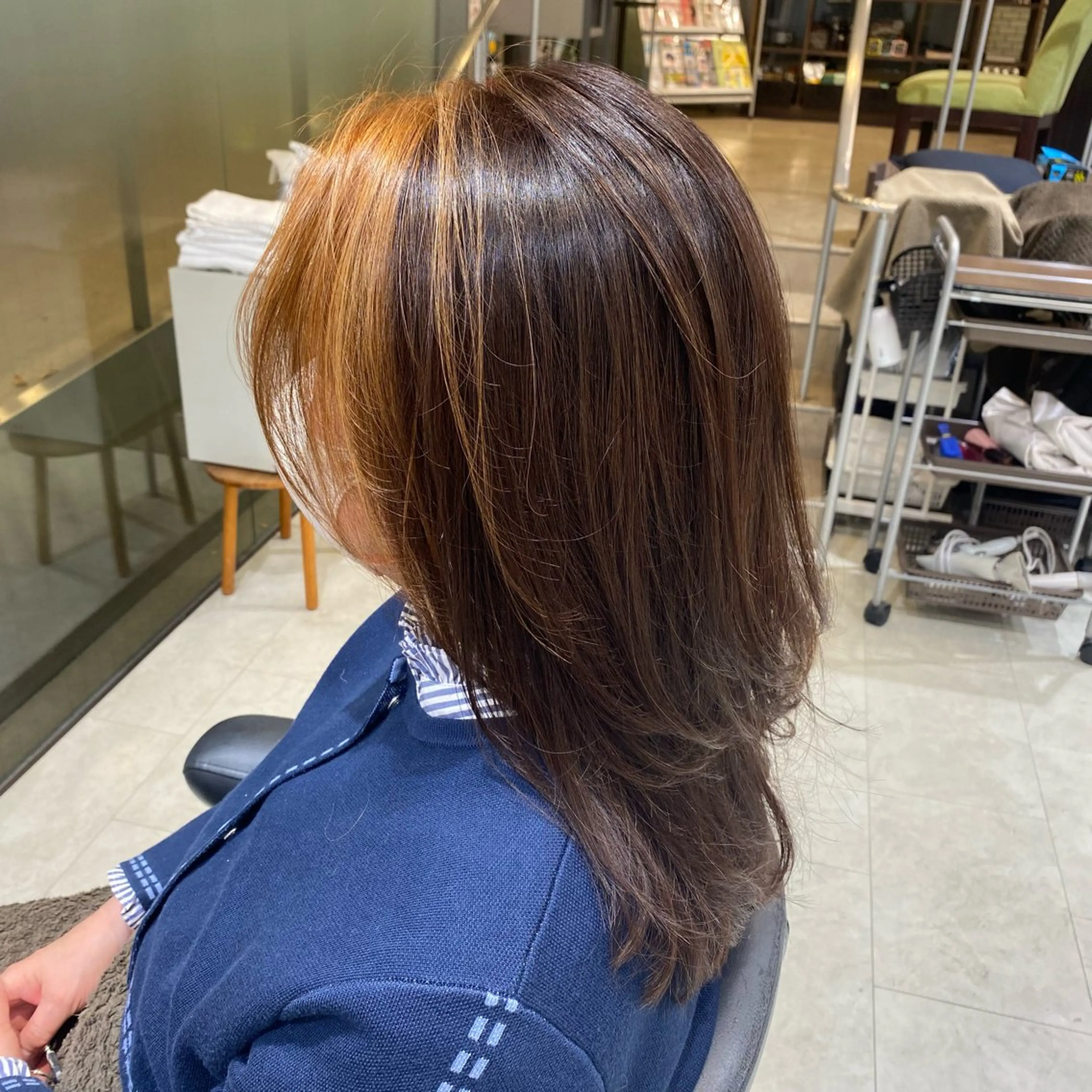 ロング カラー ミストバング  フェイスフレーミング レイヤーカット 韓国ヘア/ヨシンモリ /髪質改善/土本遥のヘアスタイル