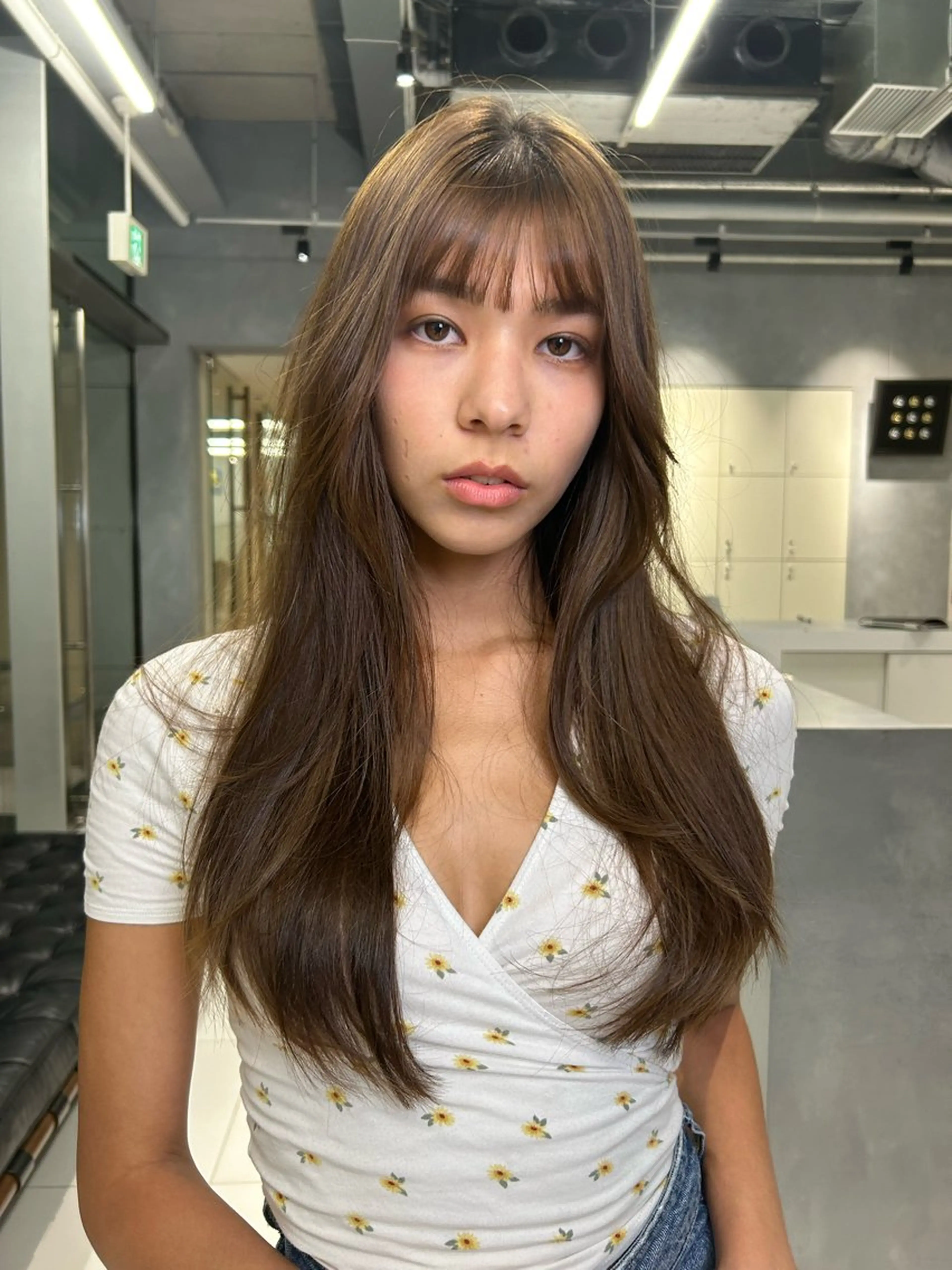 ロング カラー レイヤーカット 白髪染め 解決‼️のヘアスタイル