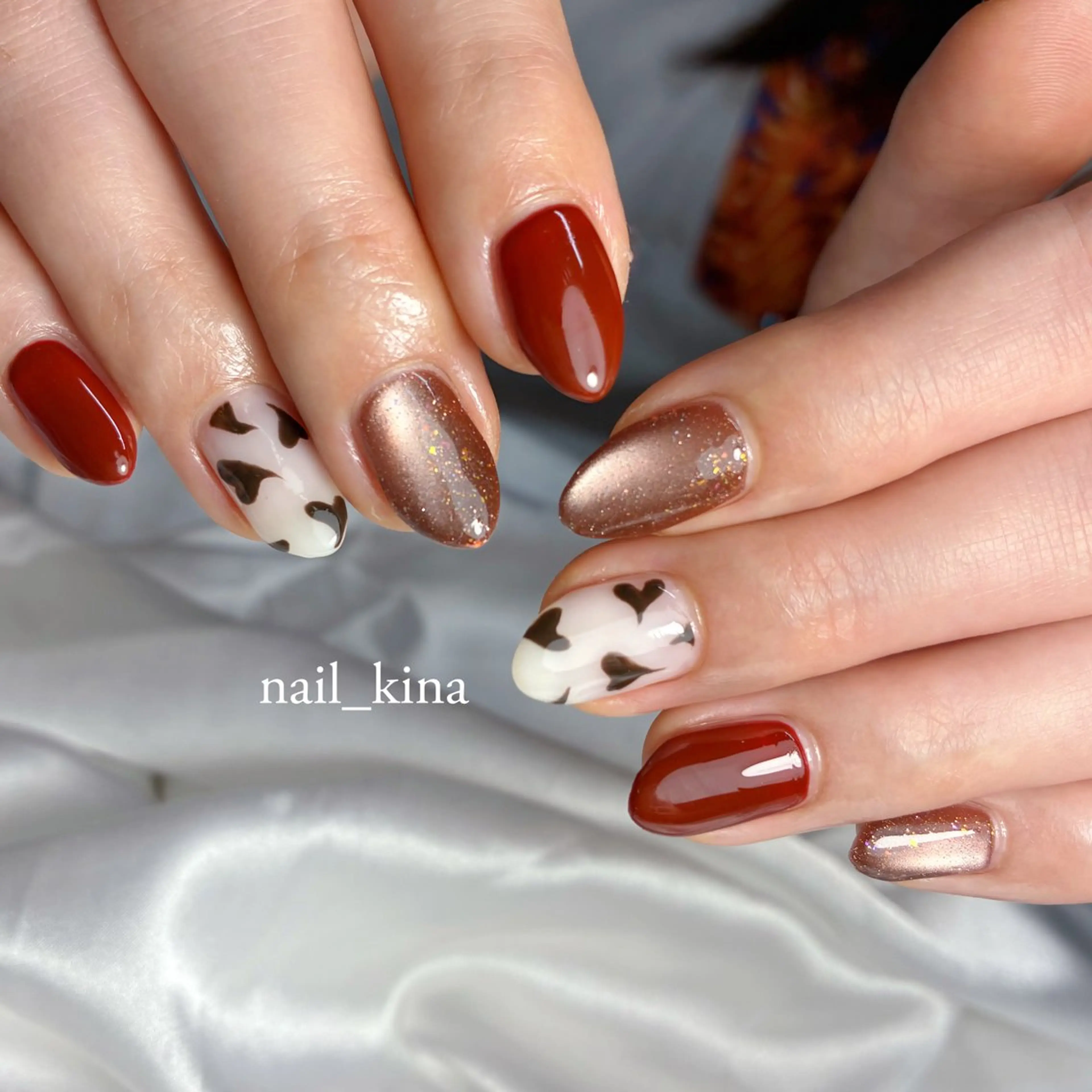 ネイル アートネイル ジェルネイル マグネットネイル パラジェル ハンドネイル nail_ kinaのネイルデザイン