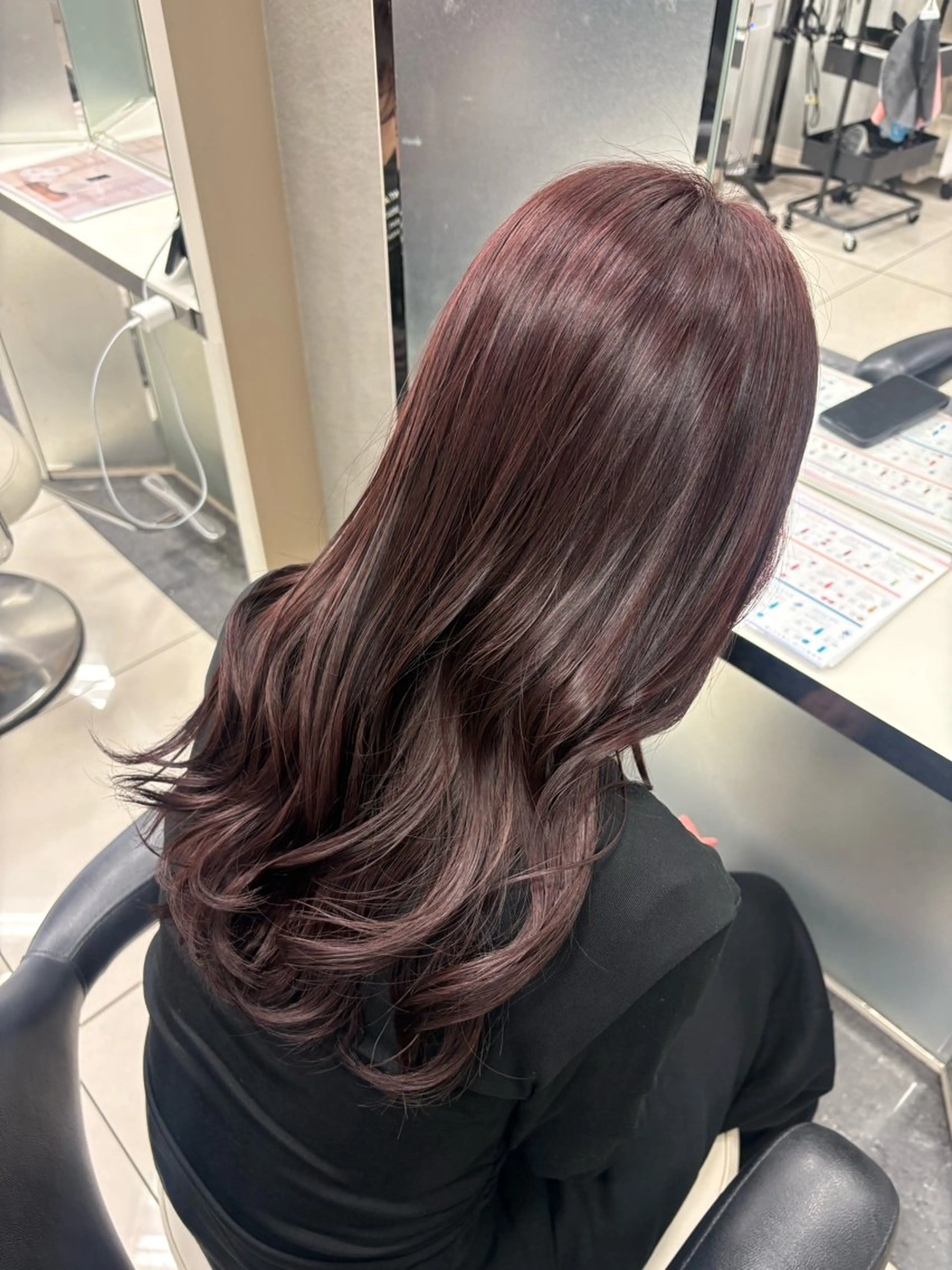 セミロング ピンクラベンダー ヘアカラー 艶髪/透明感カラー 🫧韓国ヘアのヘアスタイル