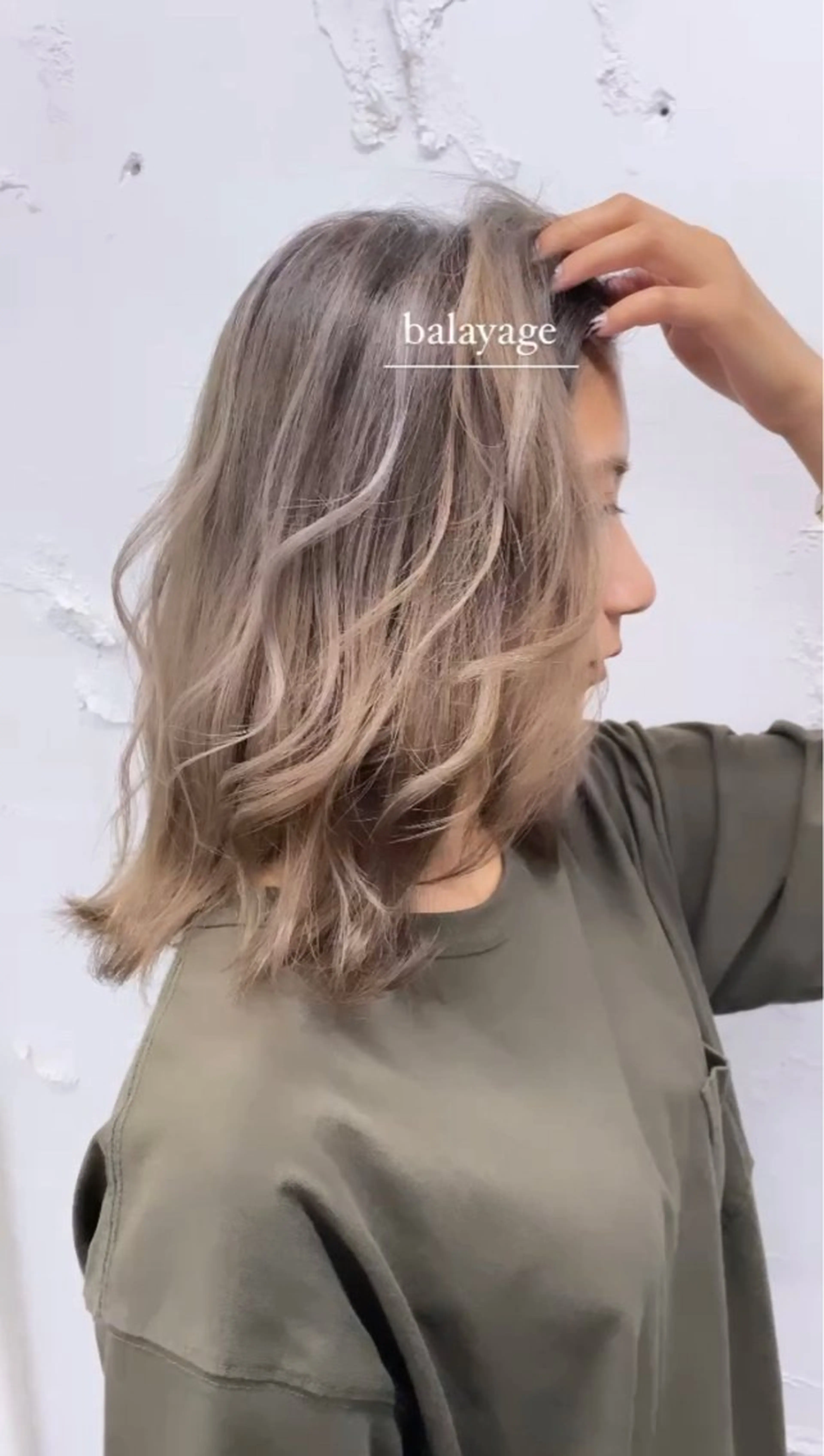 ミディアム カラー バレイヤージュ グレージュ レイヤーカット トリートメント 艶ハイトーン特化 tatsuのヘアスタイル