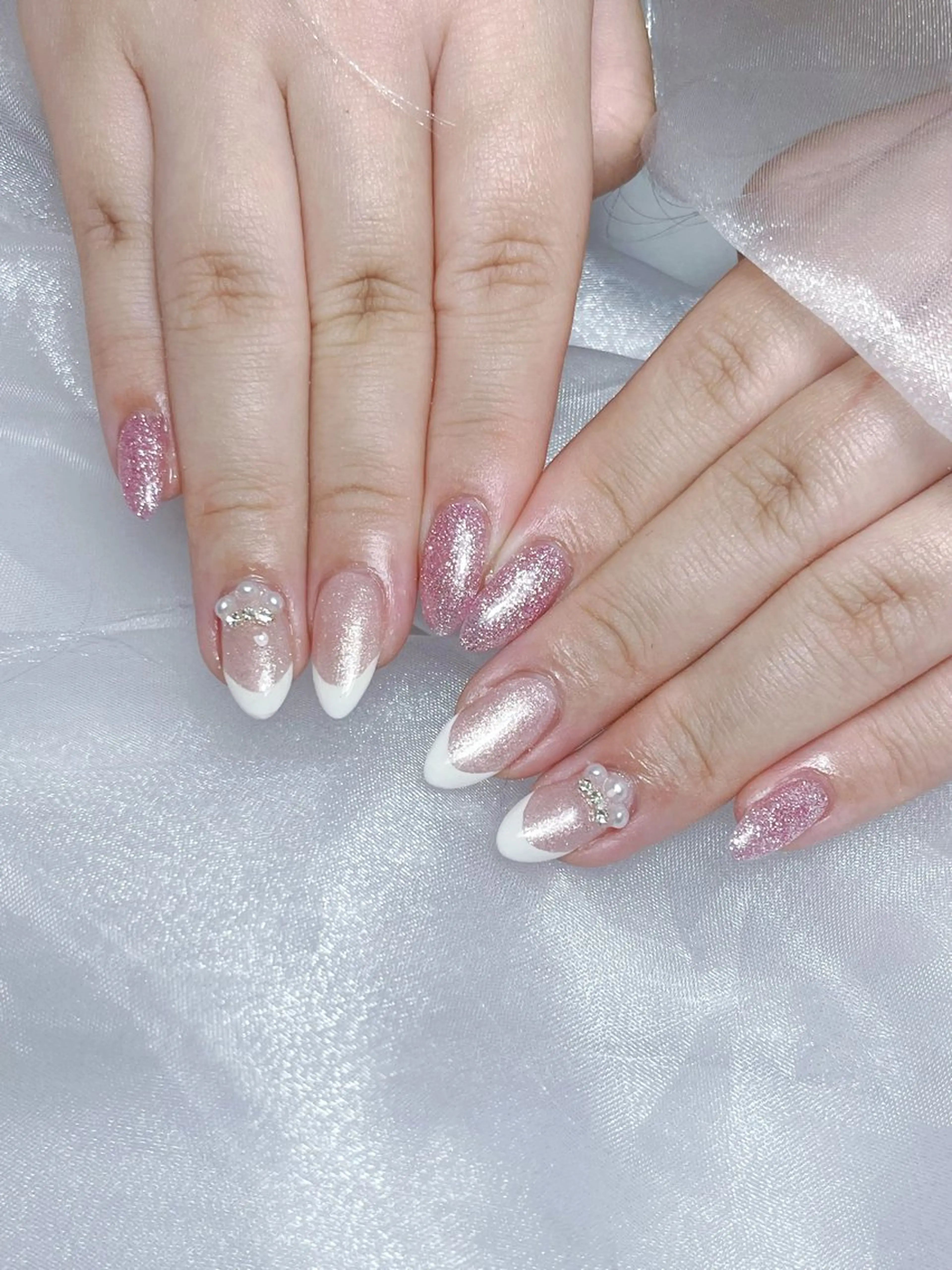 ネイル ピンク ホワイト A.mana  nail所属・【浦和】A.mana まほのネイルデザイン