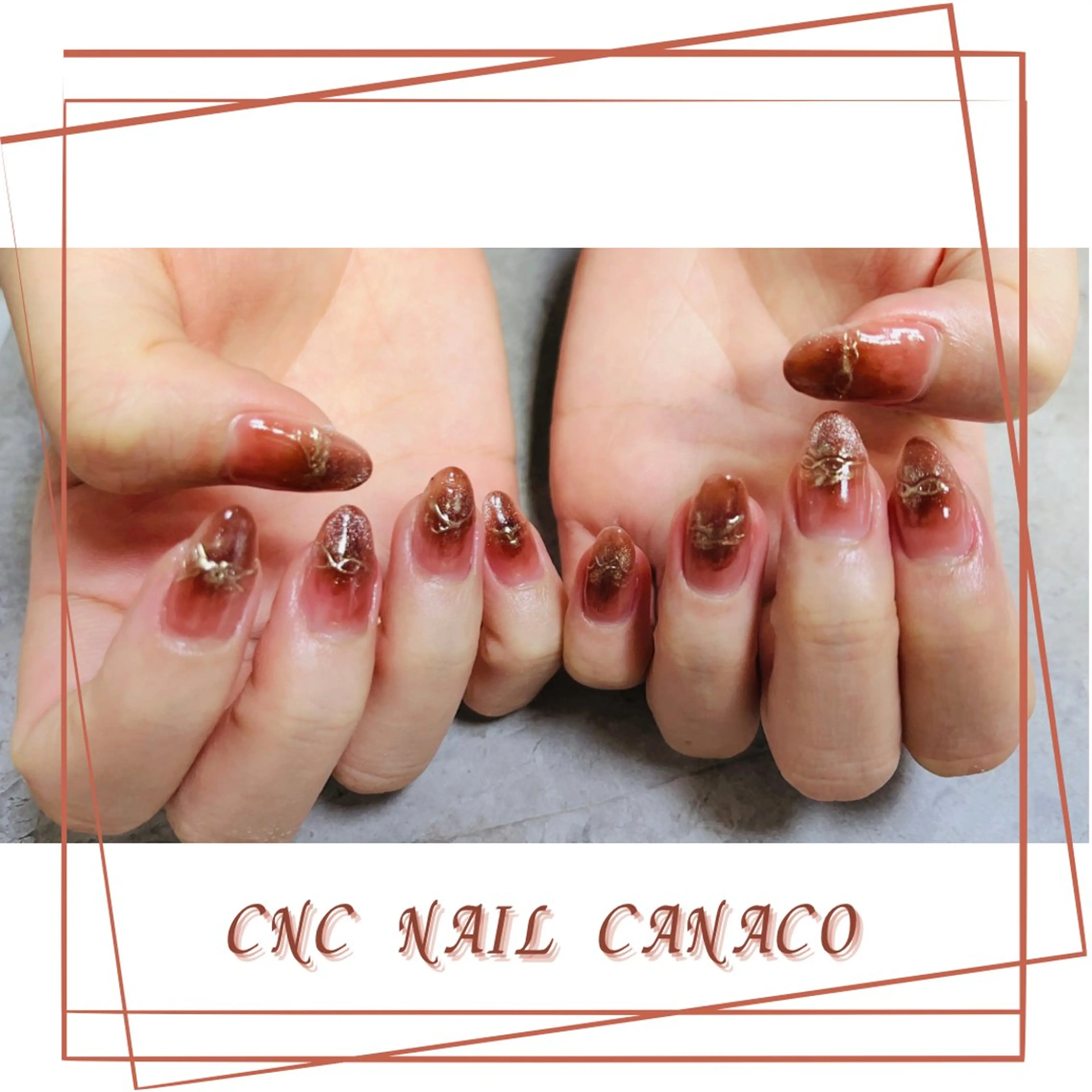 ネイル アートネイル ブラウン マグネットネイル ミラーネイル 持ち込み ハンドネイル ハンドケア ベテランネイル cnc  nailのネイルデザイン