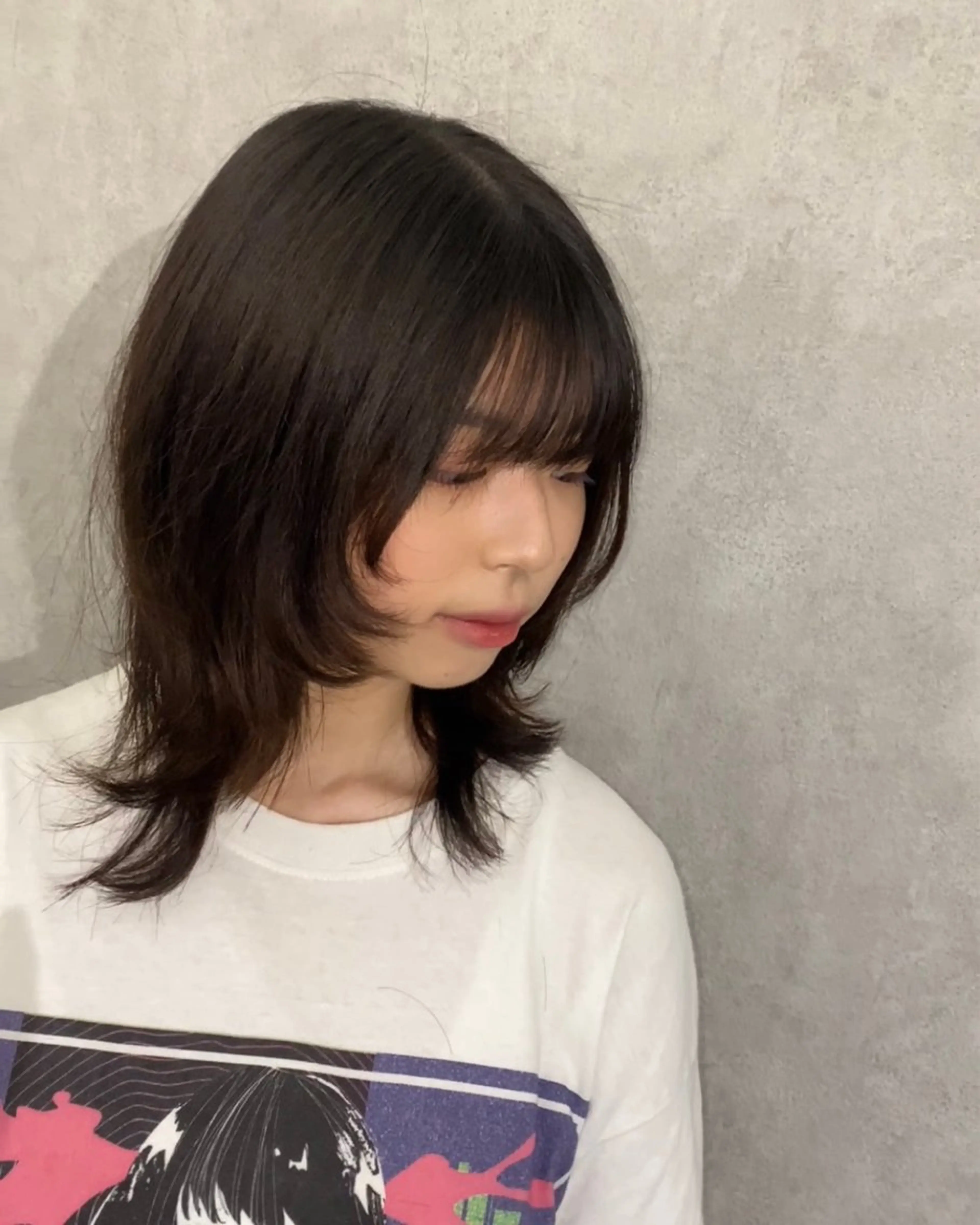 ミディアム 似合わせカット ウルフカット 心斎橋l大人韓国ヘア レイヤー×艶カラーのヘアスタイル