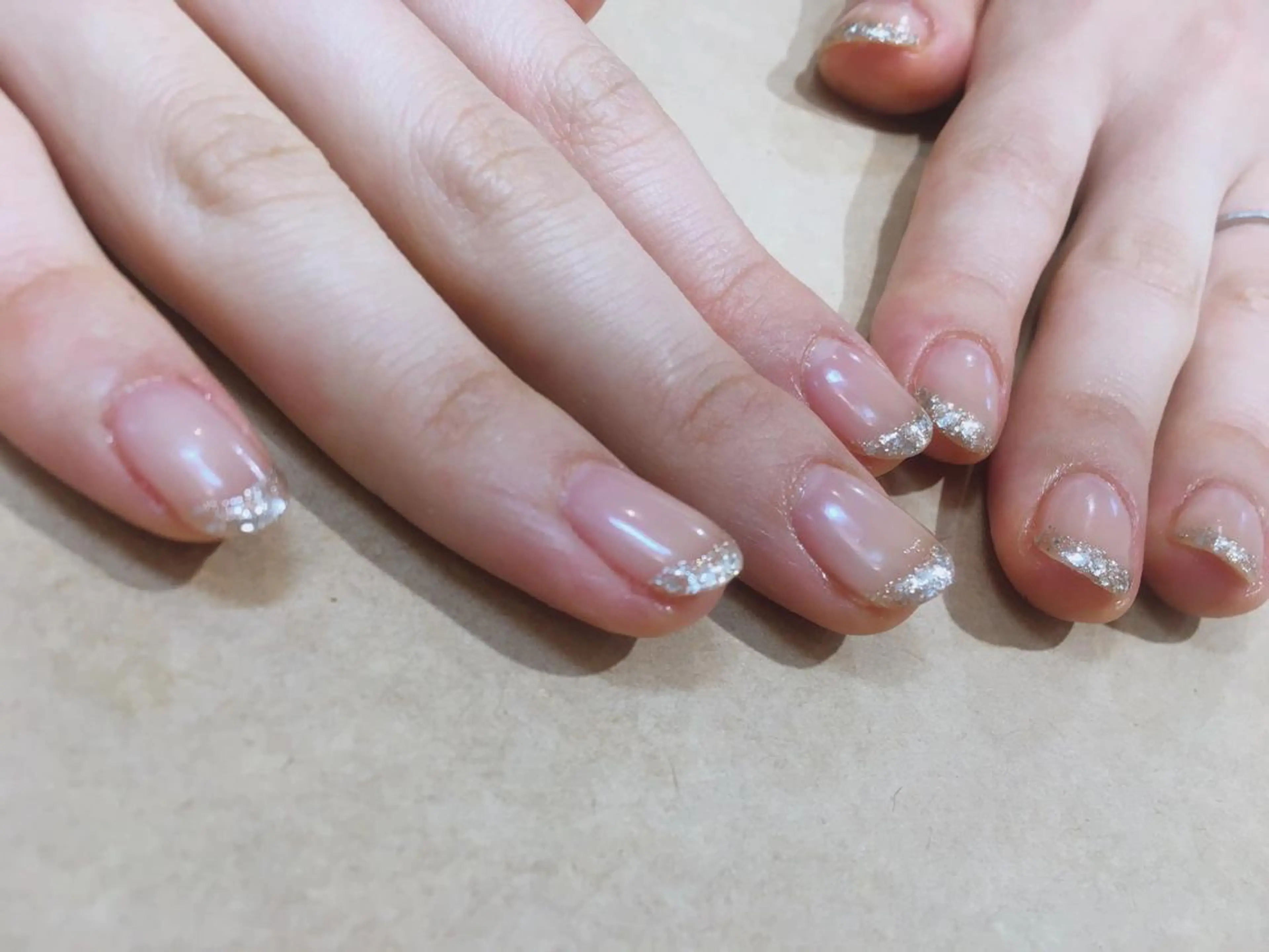 ネイル フレンチネイル ラメ(グリッター) JurerEye☆ Marikoのネイルデザイン