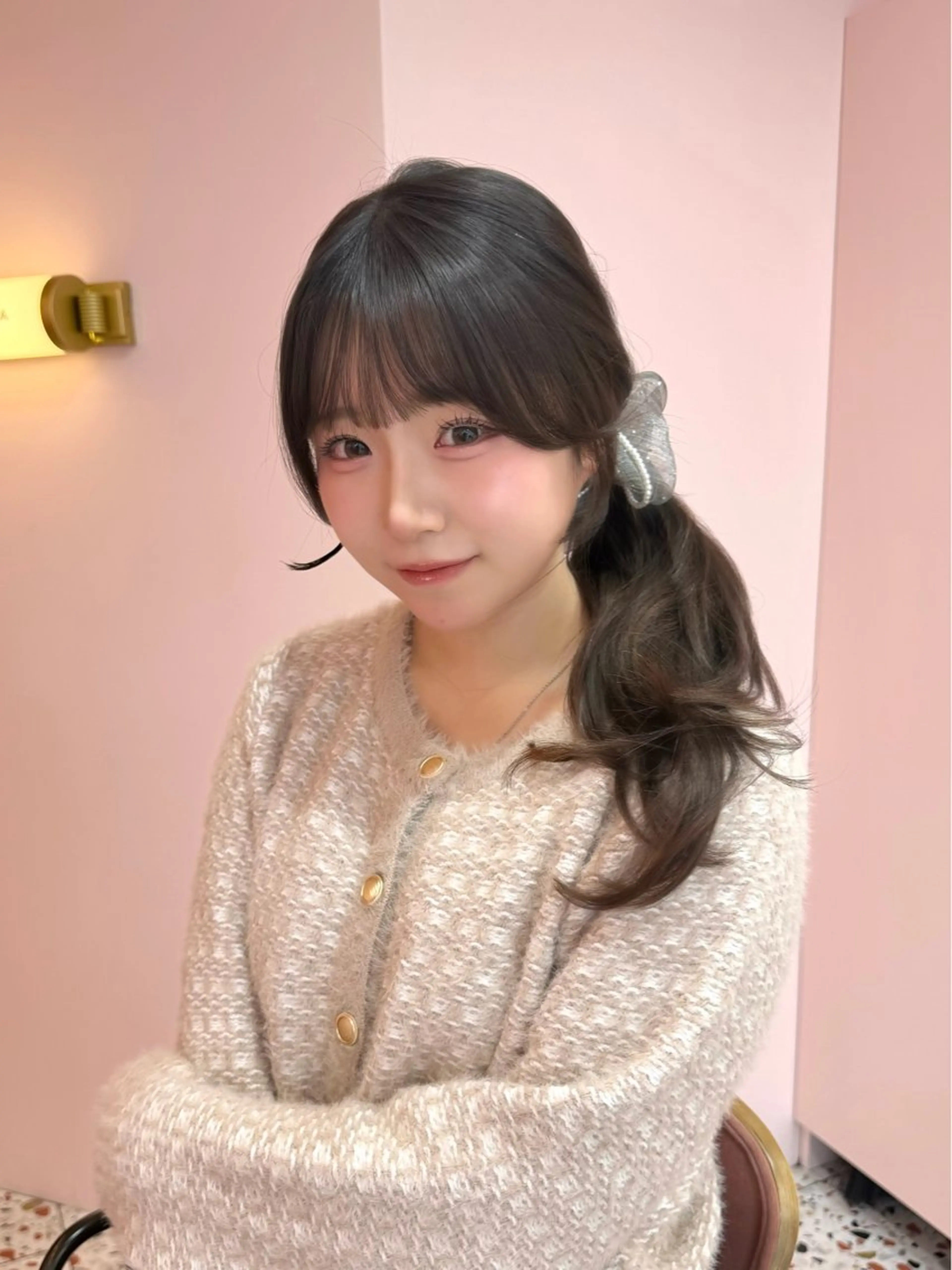 ミディアム チョコレートブラウン くびれヘア 韓国風ヘア 渋谷/韓国ヘア/ 顔まわり♡Ayakaのヘアスタイル