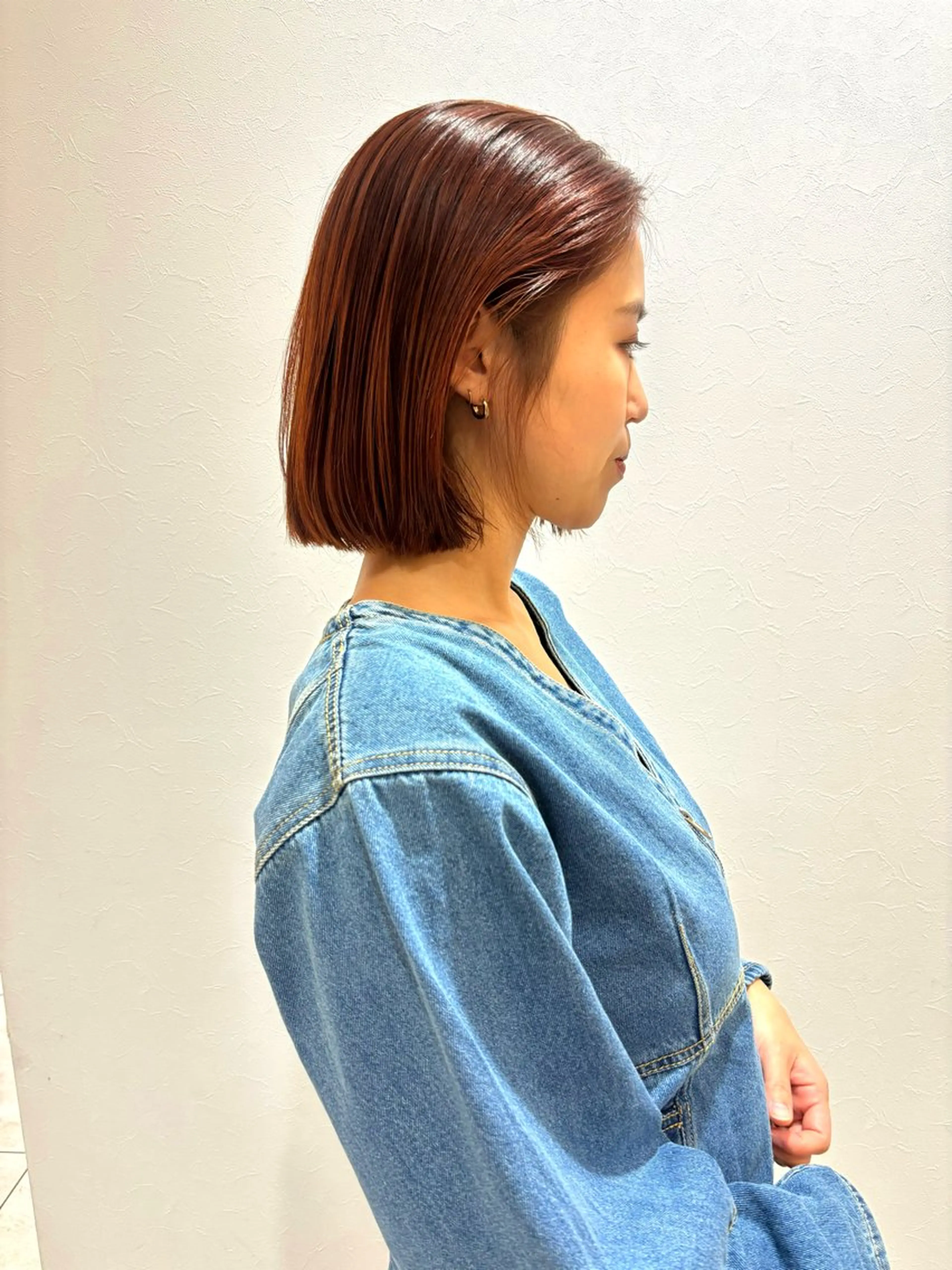 ショート カラー 切りっぱなしボブ オレンジ ボブ ラブーケ中川中島店 クラタチカコのヘアスタイル