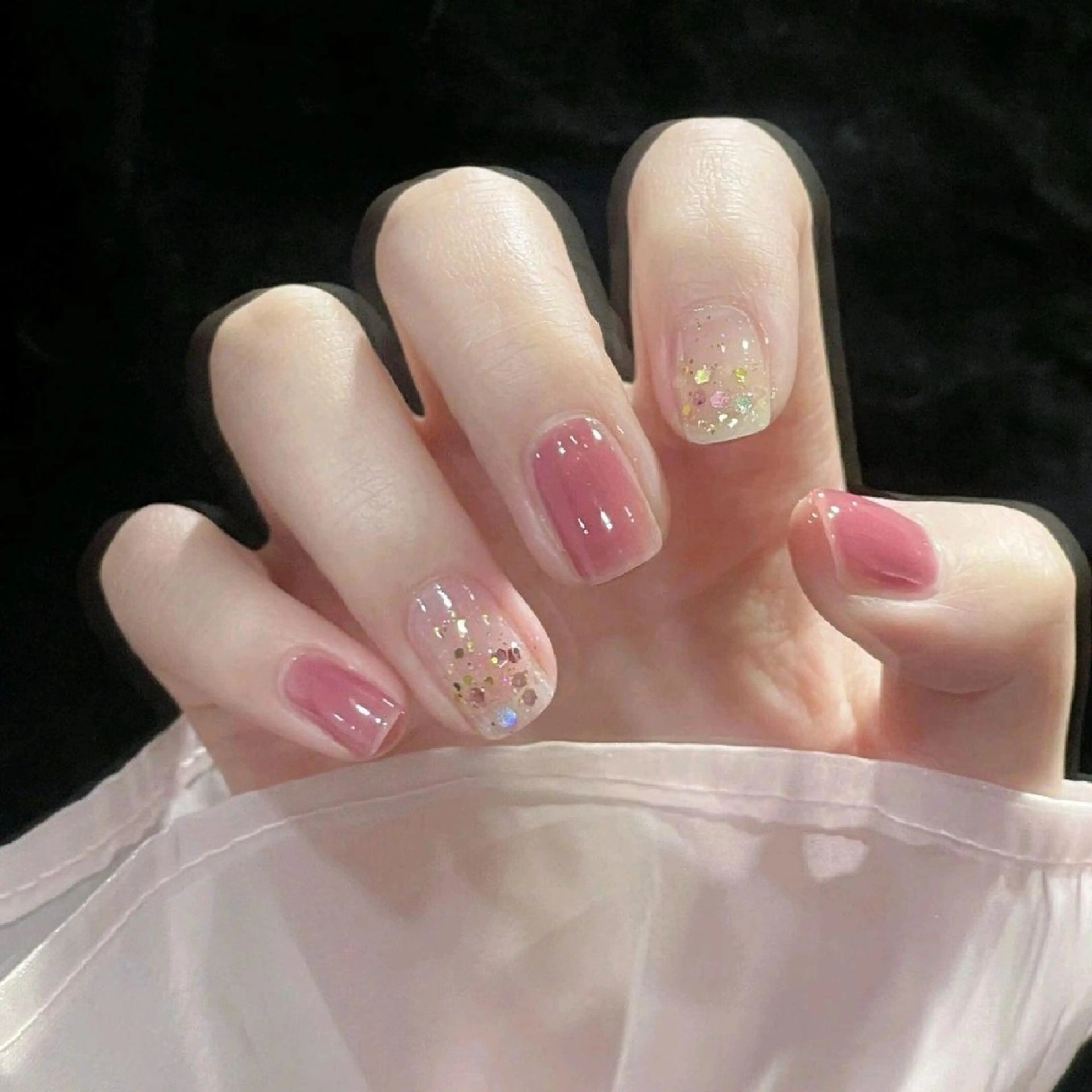 ネイル アートネイル フレンチネイル ジェルネイル ガラスフレンチ 韓国ネイル Kozeni NAIL SALONのネイルデザイン