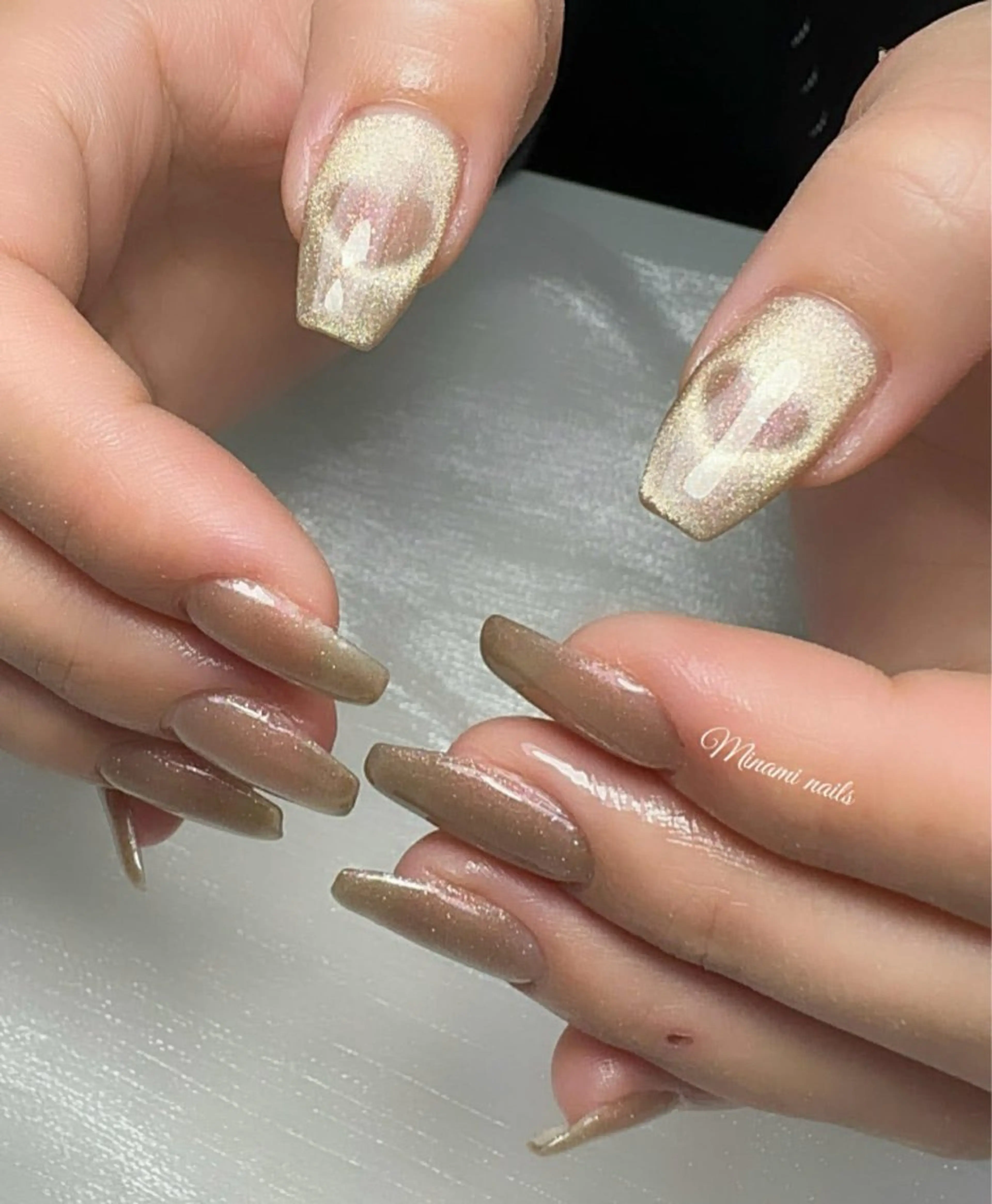 ネイル アートネイル オーロラネイル ガーリー キラキラネイル 韓国ネイル Minami Nailsのネイルデザイン