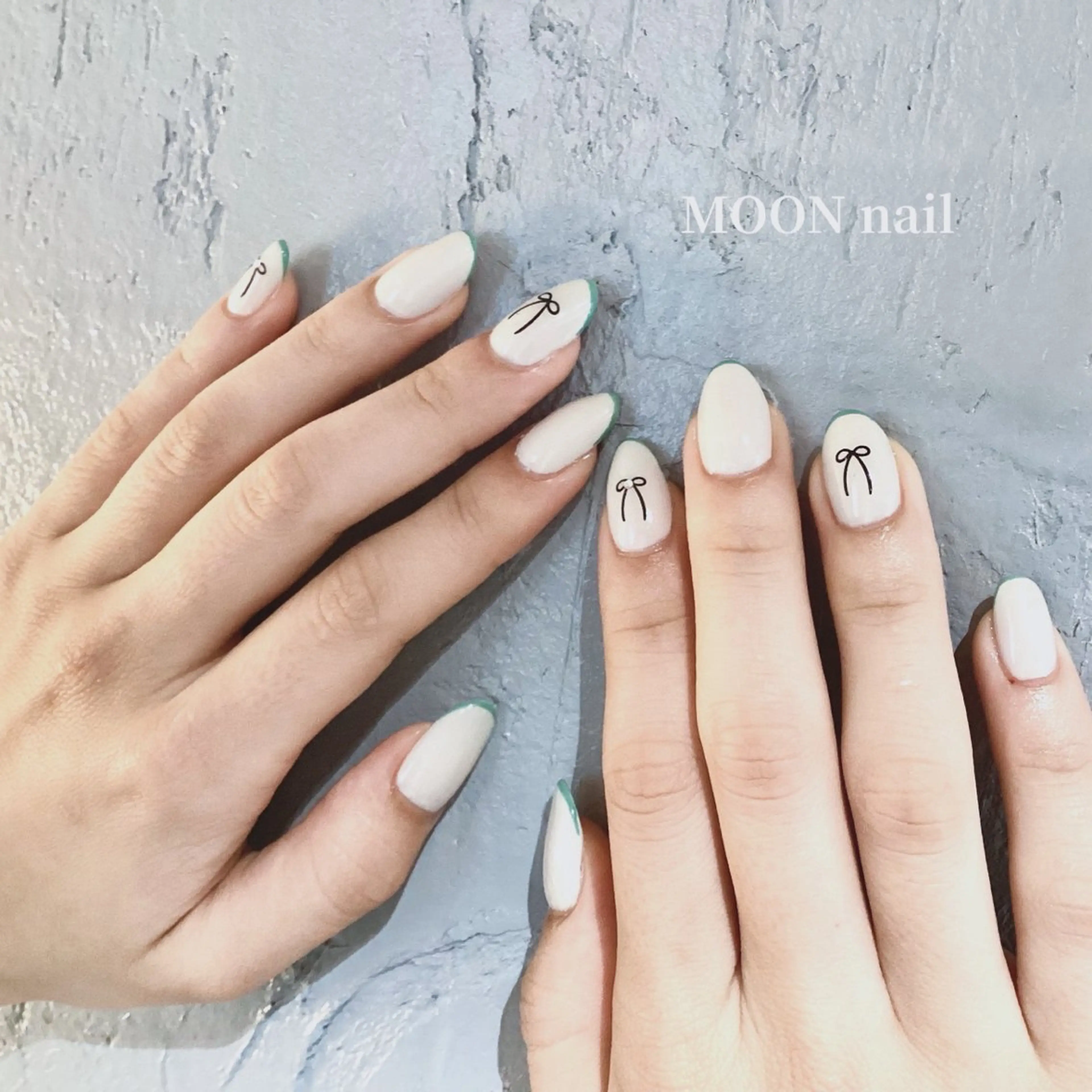 ネイル フレンチネイル リボン 浦添 MOON  nailのネイルデザイン