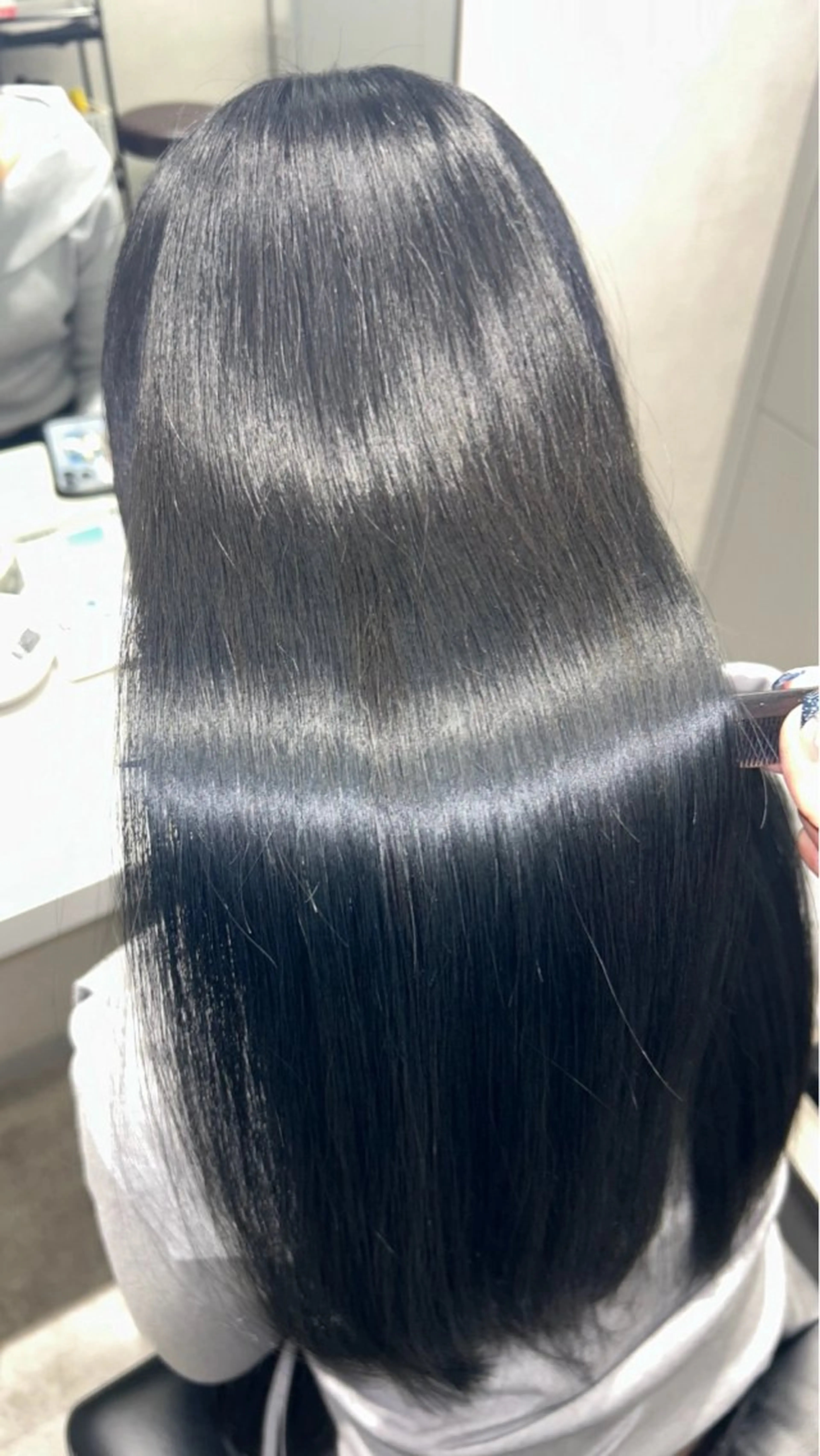 ロング カラー 黒髪 ブルーカラー ブルーブラック ヘアカラー トリートメント 彩華 🎀 西梅田美容室のヘアスタイル